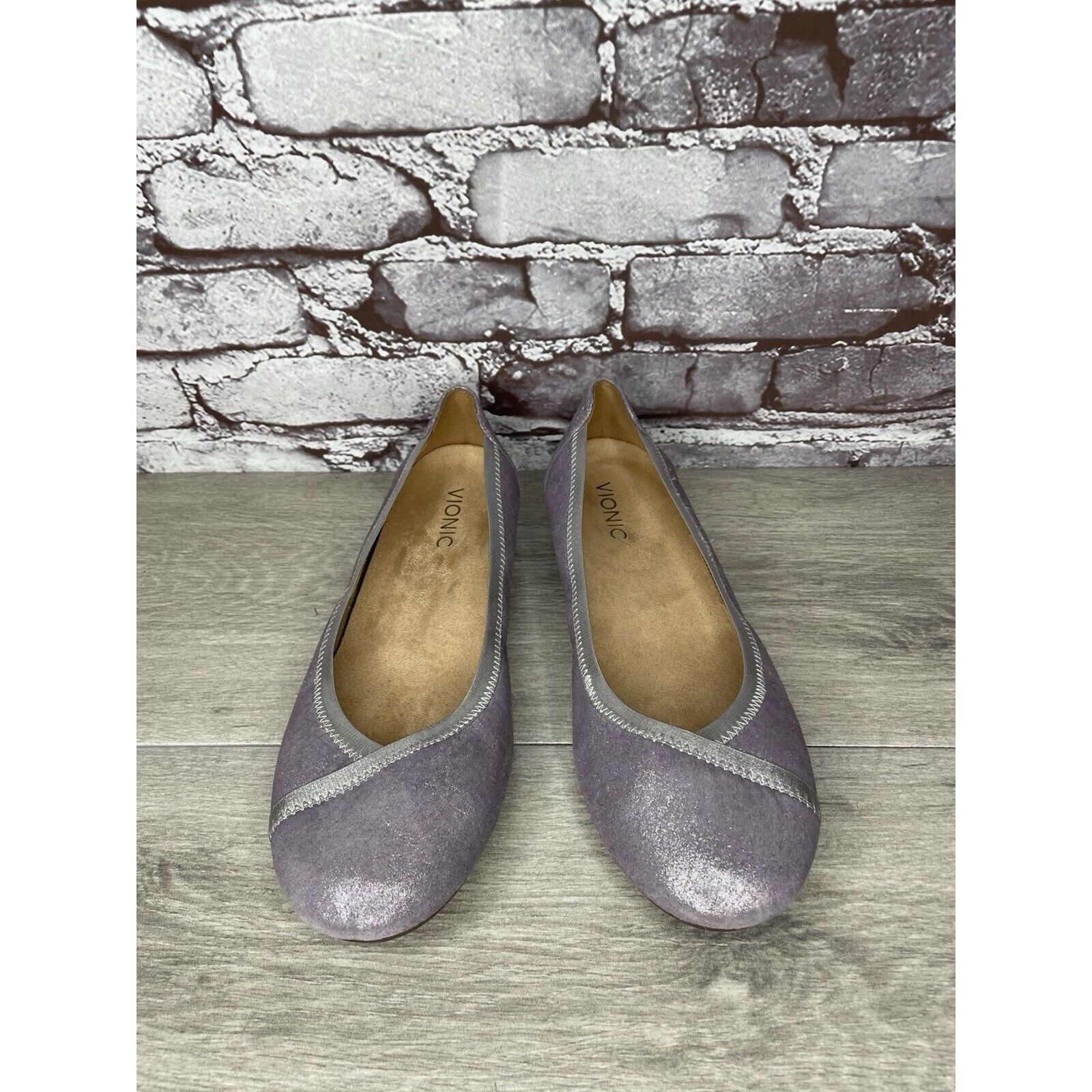 Other Vionic Caroll Metallic Shimmer Pewter Purple Leather Flats W Size US 9.5 / IT 39.5 - 12 Thumbnail