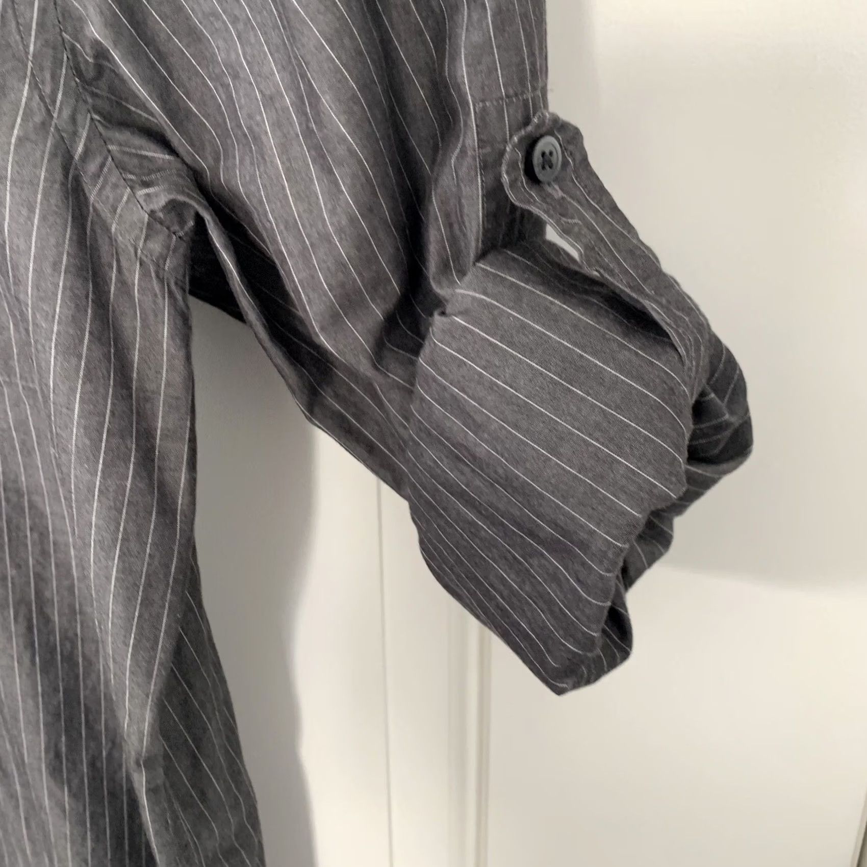 Express Express Shirt Mens Large Gray Double Pockets Utility Military Roll-Up Sleeve Shirt Size US L / EU 52-54 / 3 - 6 Thumbnail