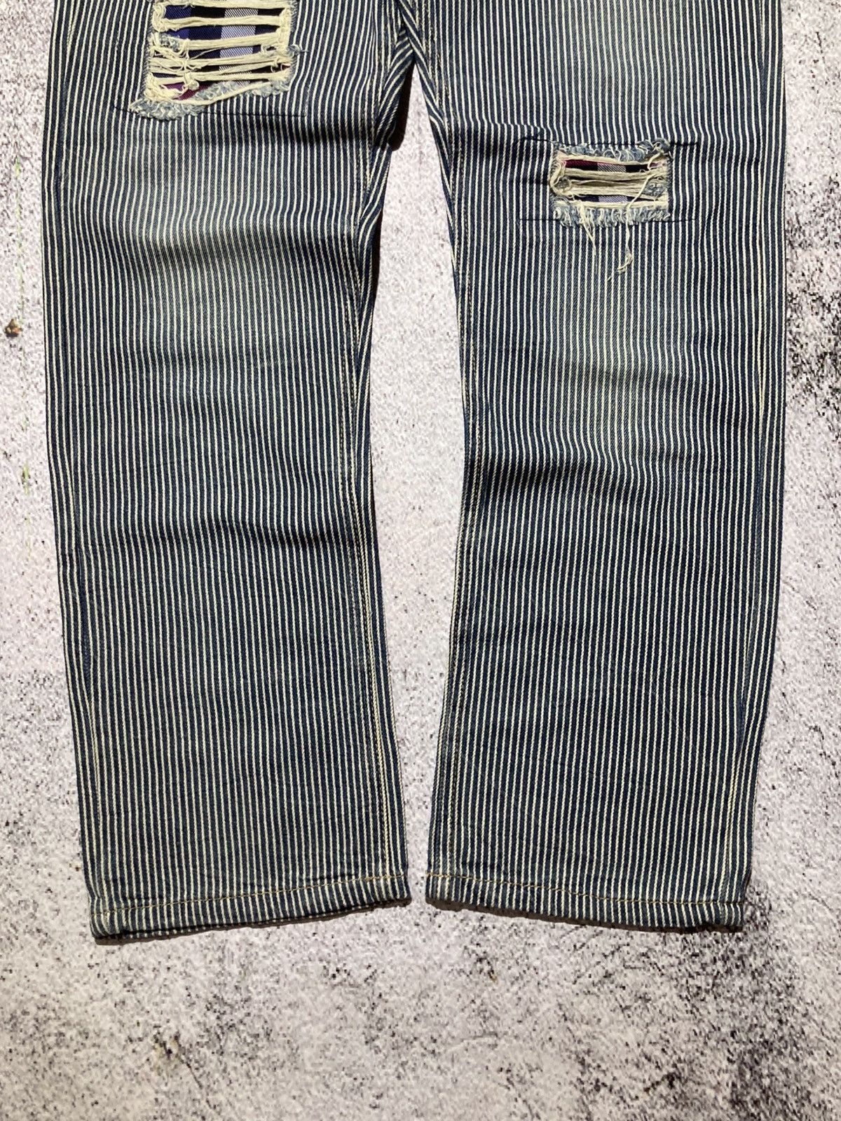 Japanese Brand 2000s Japanese Brand Double Waist Ripped Striped Pants Size US 29 - 8 Thumbnail