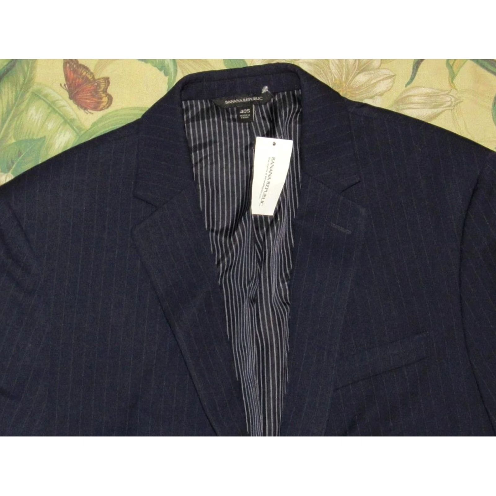Banana Republic BANANA REPUBLIC Navy Wool Pinstriped Blazer Suit Jacket 40 Short NWT Mens Size US 40 / EU 56 - 2 Thumbnail