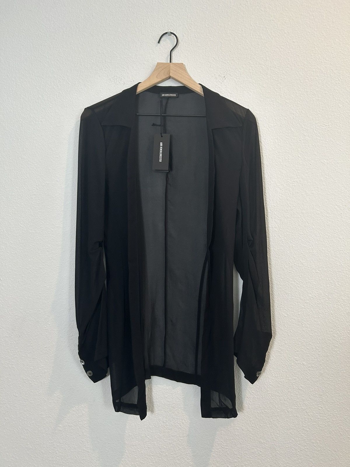 image of Ann Demeulemeester Nwt! Sheer Open Front Top in Black, Women's (Size Medium)