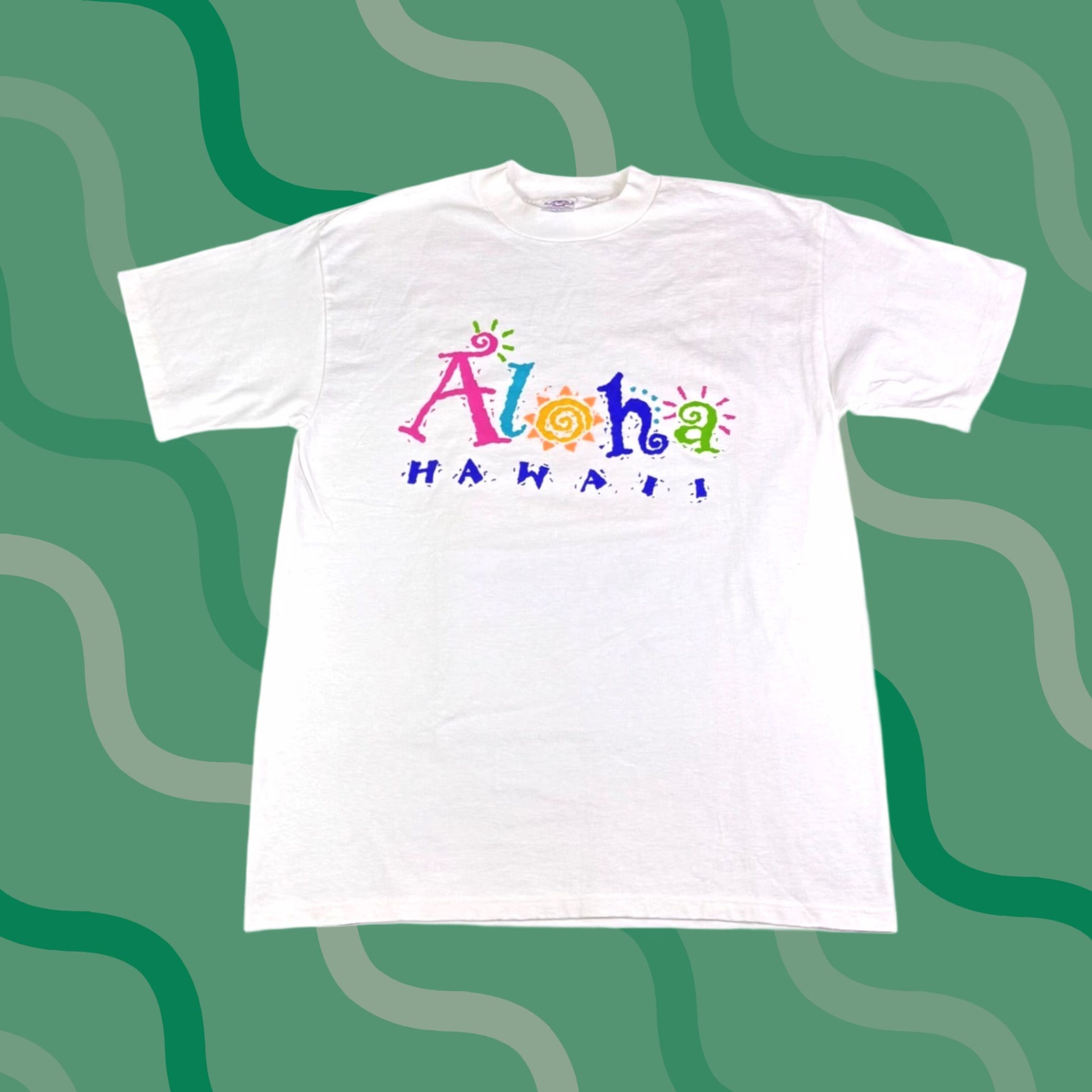 ALOHAS VINTAGE Aloha Hawaii T Shirt Mens Large White HL Miller Single Stitch USA Shirt Mens Large White Hawaii Graphic Tee 1990s Mens Size US L / EU 52-54 / 3 - 1 Thumbnail
