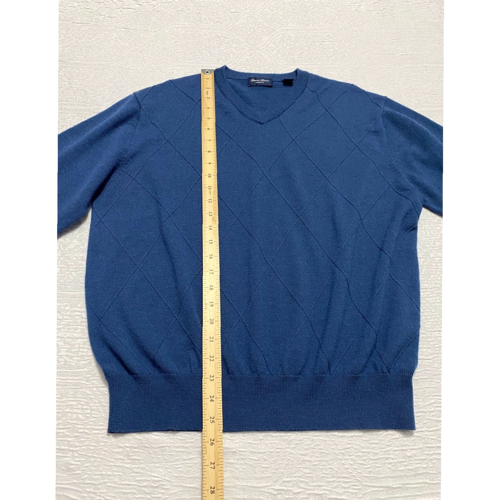 Vintage Patrick Assaraf Linea Rossa Signature Sweater Mens XL Blue V-Neck Argyle Pullover Long Sleeve Knit Size US XL / EU 56 / 4 - 7 Thumbnail