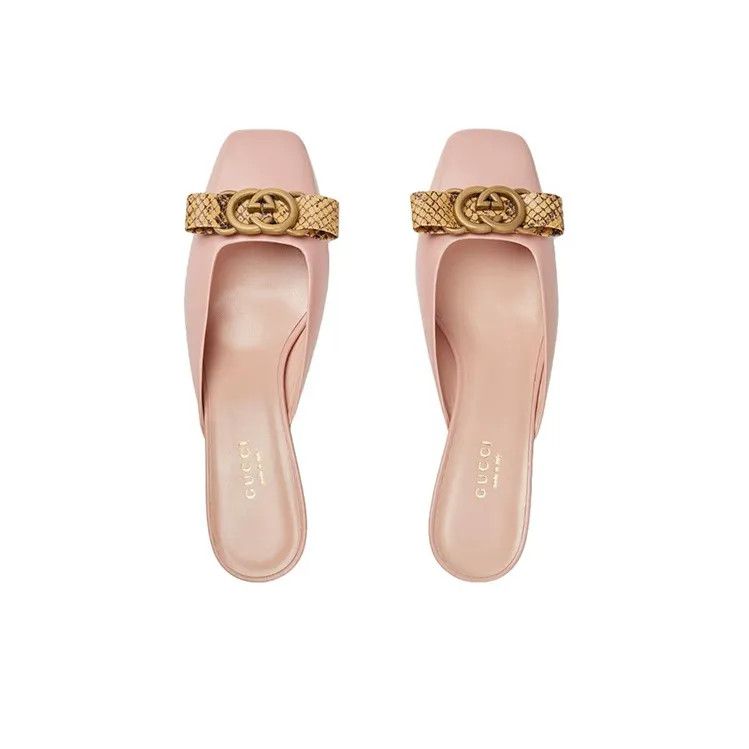 Gucci o1s1wg110425 Women's Interlocking G Mules in Pink Size US 5 / IT 35 - 3 Thumbnail