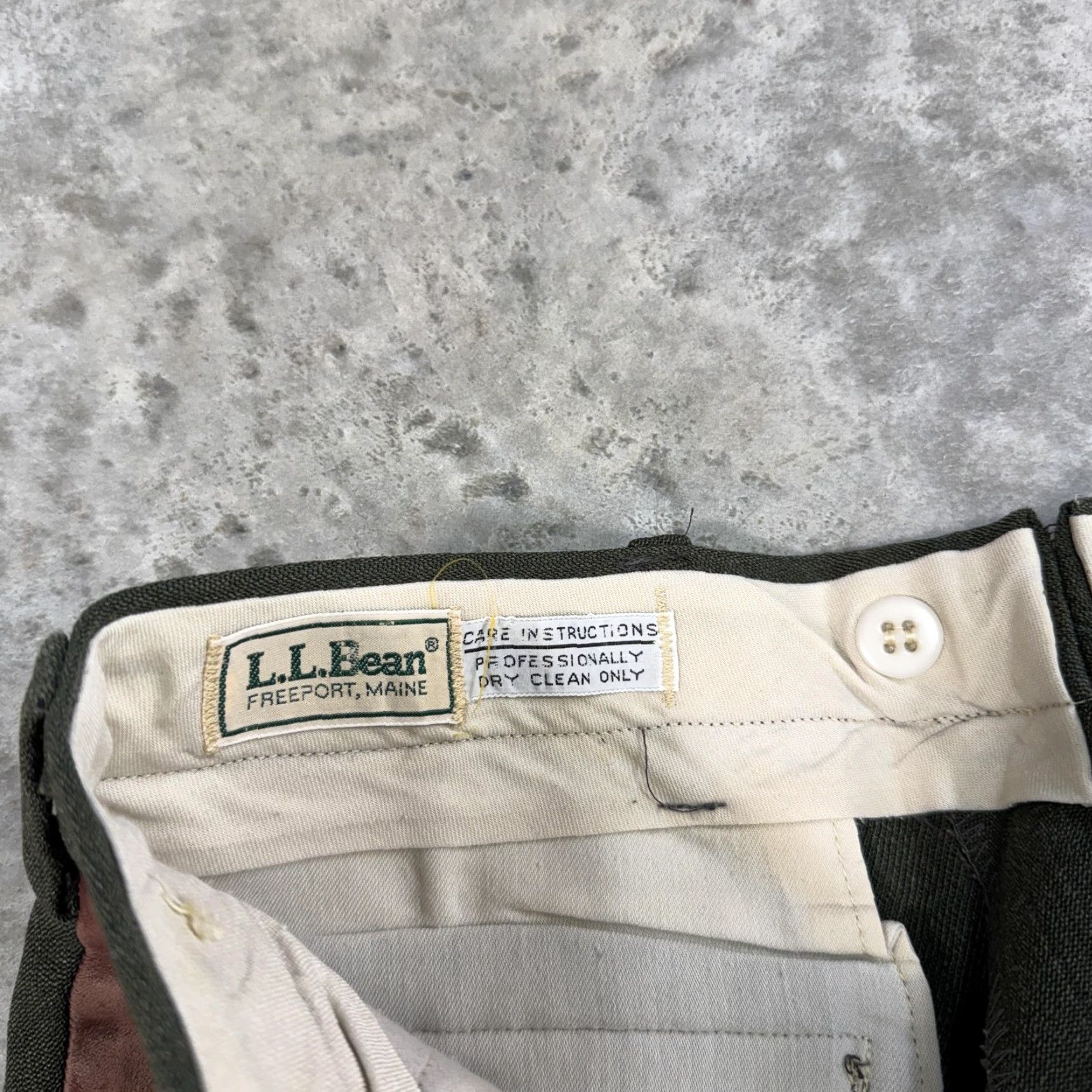 Vintage VINTAGE L.L. Bean Pants Mens 29 Green Wool Dress Pants Tweed Flat Front Zipper Pockets 70s Talon Zip Flap Size US 29 - 5 Thumbnail