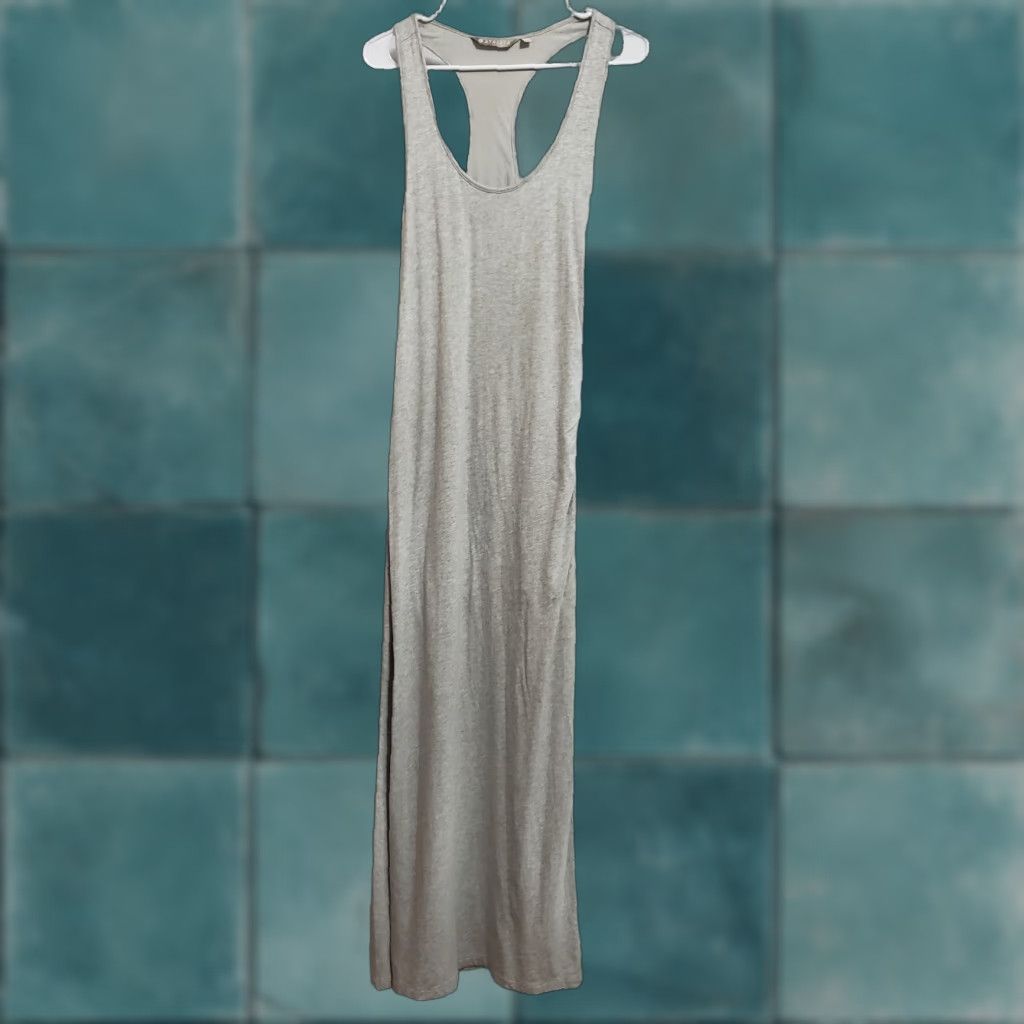 Athleta VINTAGE Athleta Maxi Dress Women MP Gray Racerback Tank Ruched Side Slit Stretch Beachy Size M / US 6-8 / IT 42-44 - 1 Thumbnail