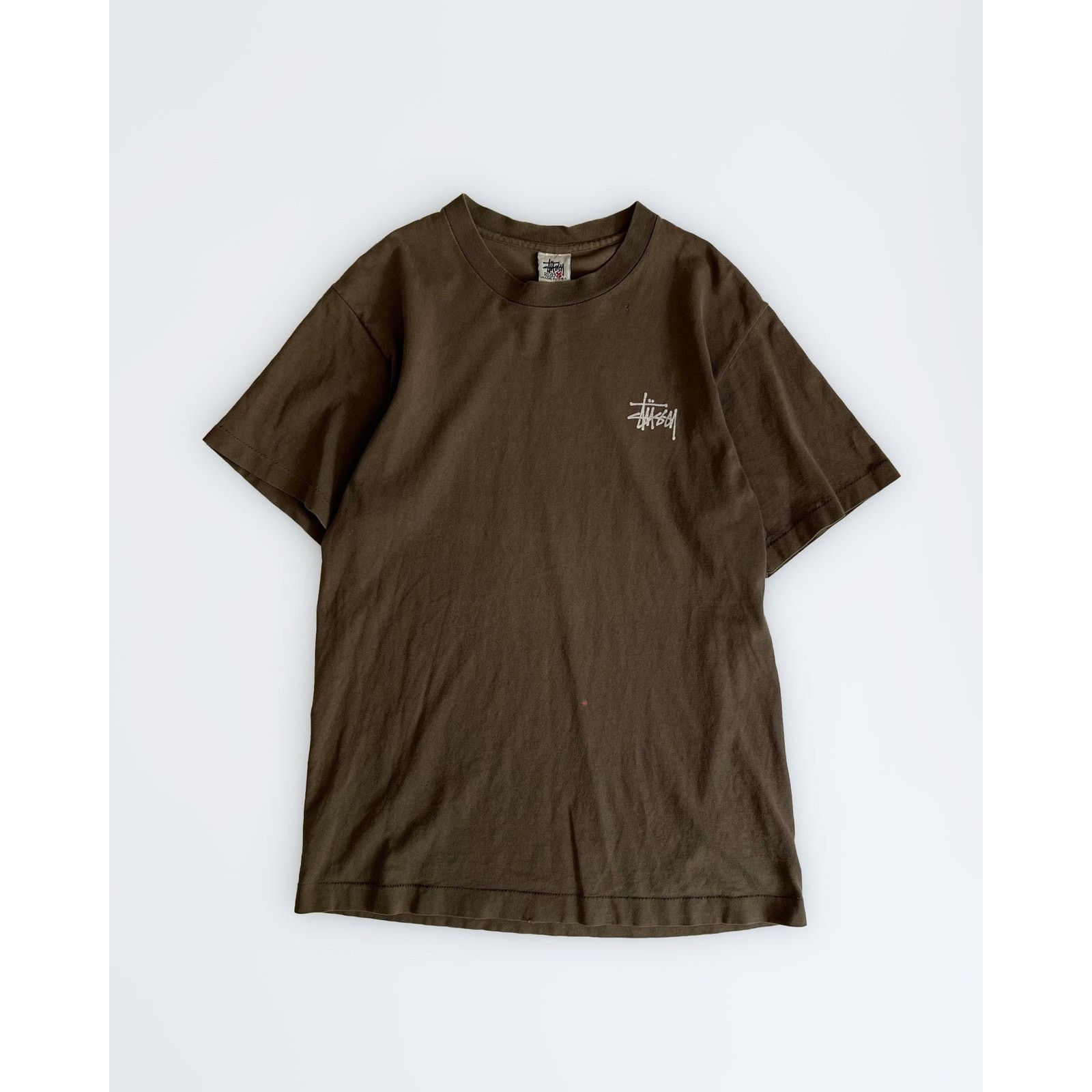 Stussy 1990s Stüssy Olive "S" T-Shirt Size US M / EU 48-50 / 2 - 1 Thumbnail