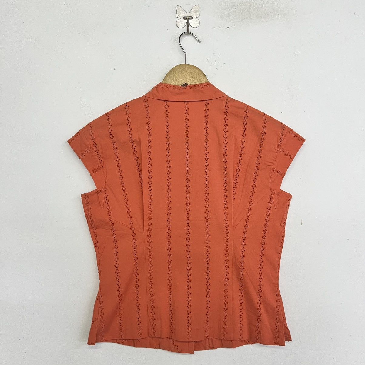 Hanae Mori HANAE MORI DEUX Vintage Casual Summer Eyelet Blouse Size XS / US 0-2 / IT 36-38 - 5 Thumbnail