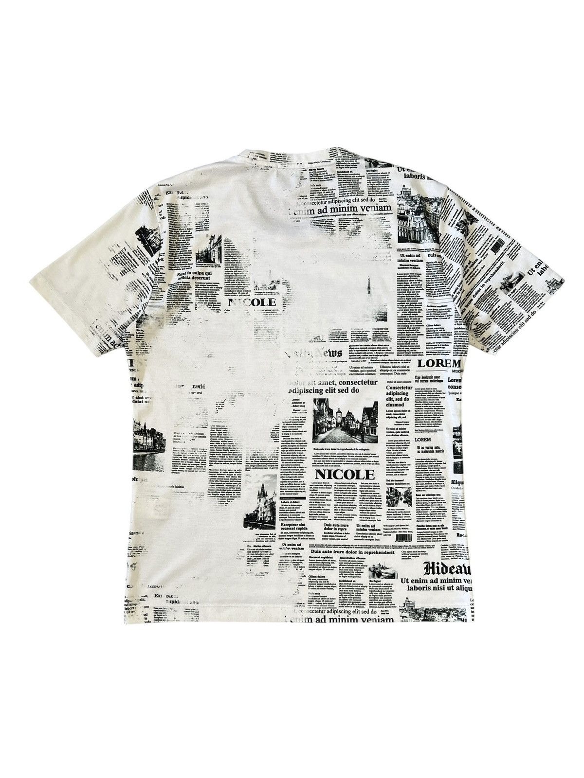 HIDEAWAYS × Japanese Brand × Nicole Club Hideaways Nicole Newspaper Print T-shirt Galliano Size US M / EU 48-50 / 2 - 2 Thumbnail