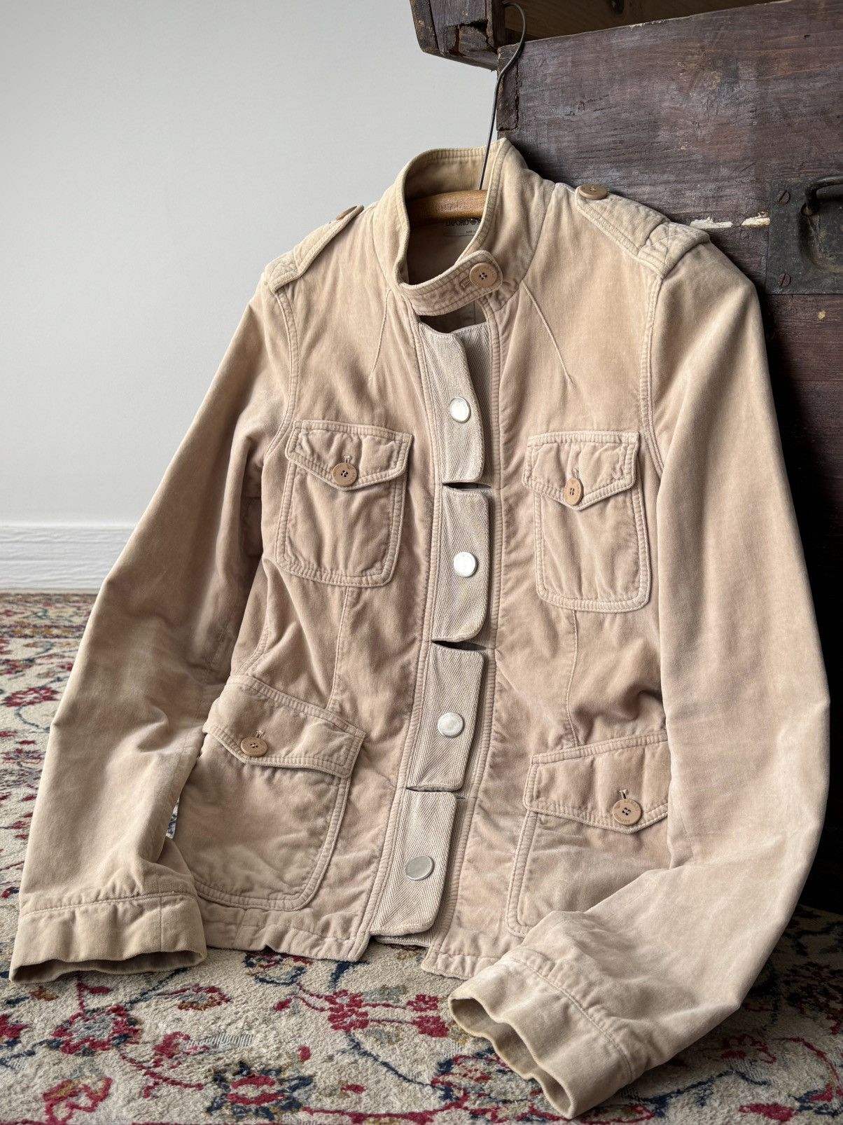 Emporio Armani × Vintage Emporio Armani Women’s Utility Velour Jacket Size S / US 4 / IT 40 - 1 Thumbnail