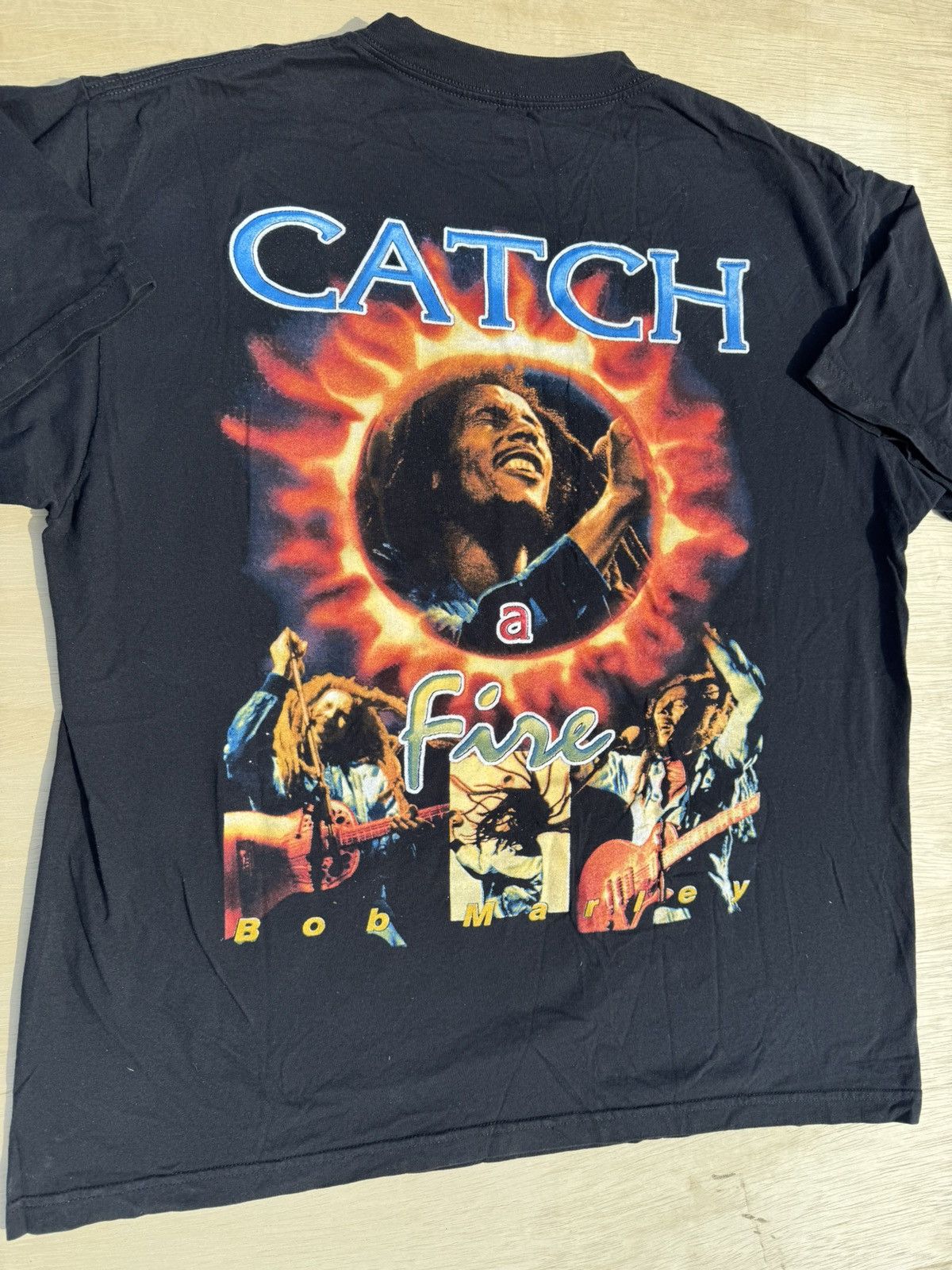 Bob Marley × Rap Tees × Vintage Bob Marley Catch A Fire Vintage 90s Rap Tour Concert T-Shirt Size US L / EU 52-54 / 3 - 12 Thumbnail
