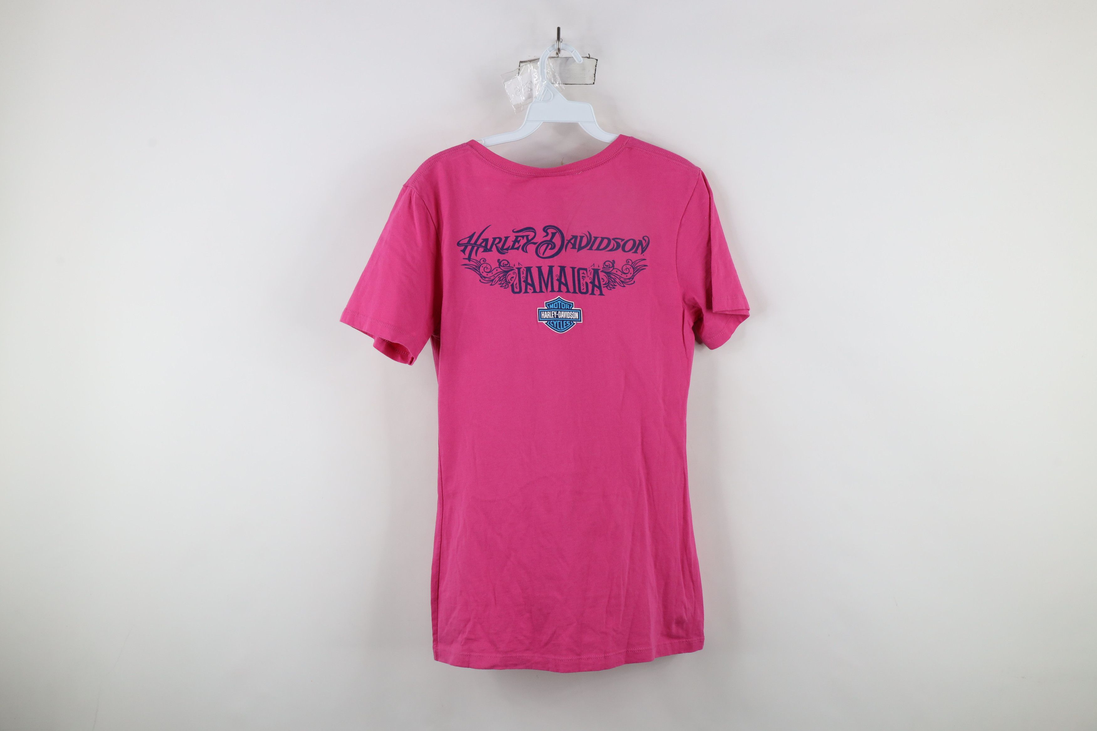 Harley Davidson × Vintage Vintage Harley Davidson Tribal Jamaica V-Neck T-Shirt Pink Size XL / US 12-14 / IT 48-50 - 9 Thumbnail