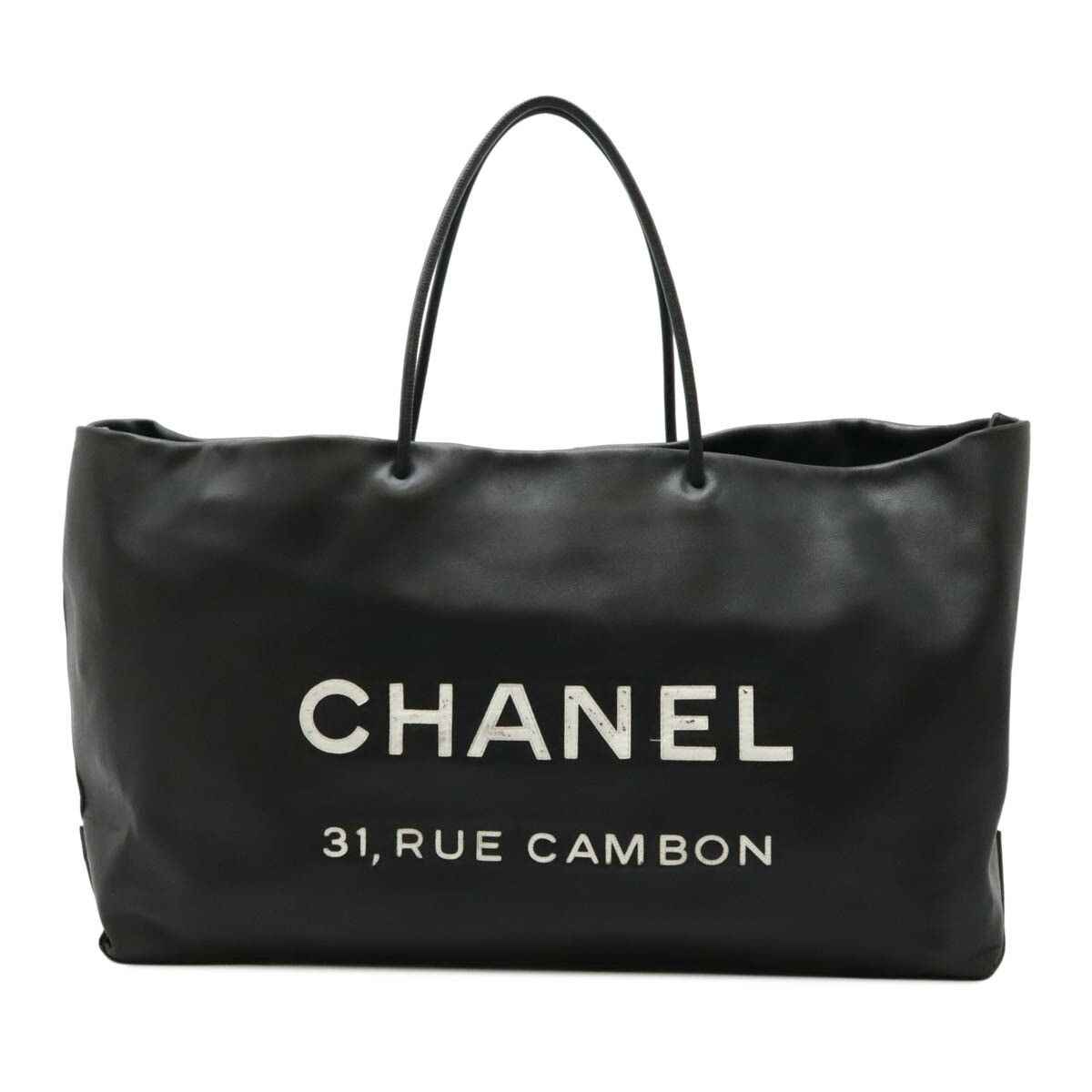 Chanel Chanel Essential Logo Leather Tote Bag Leather Shoulder Bag A46882 in Black, Women's