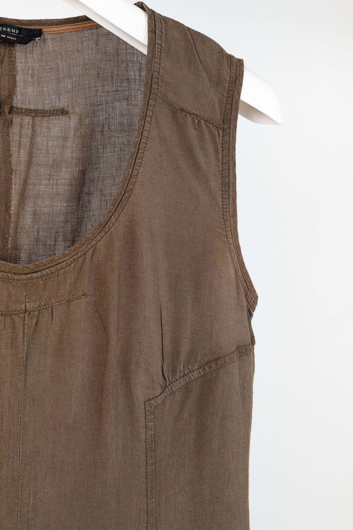 Weekend Max Mara Weekend Max Mara Brown Linen Tank Dress Size M / US 6-8 / IT 42-44 - 5 Thumbnail