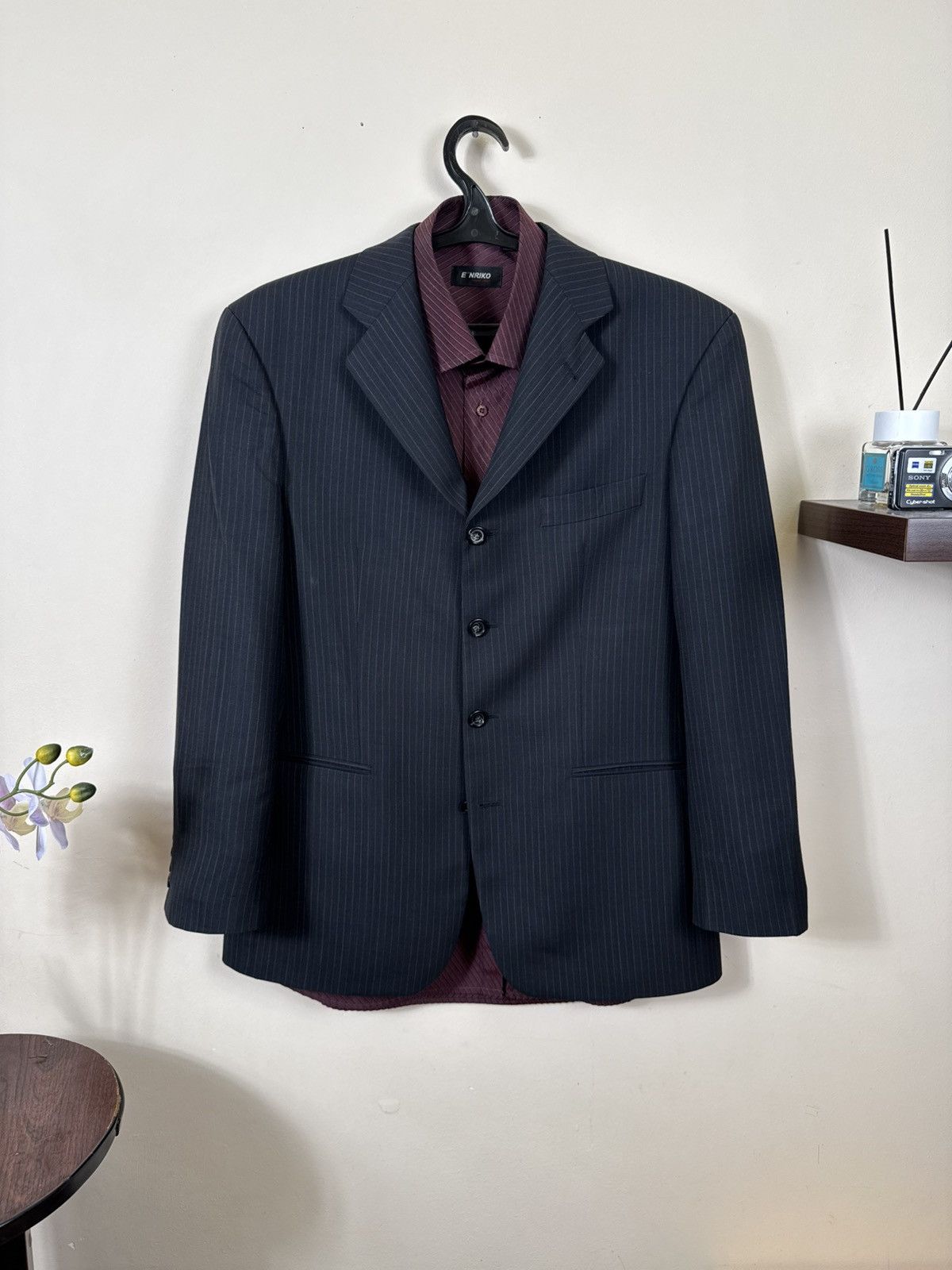Yves Saint Laurent Vintage Yves Saint Laurent Blazer YSL Black Striped L Jacket Size 50R - 3 Thumbnail