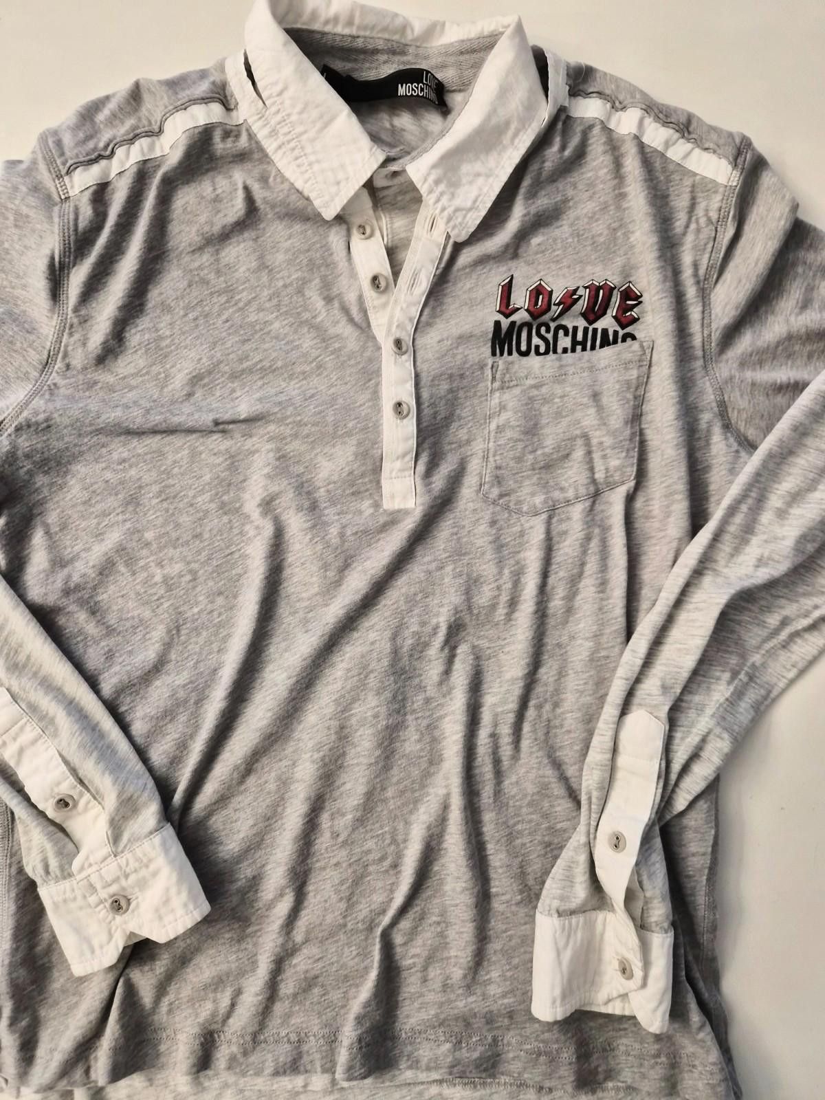 Other Love Moschino Men’s Polo Shirt L Grey White Collar Rock Logo Size US L / EU 52-54 / 3 - 1 Thumbnail