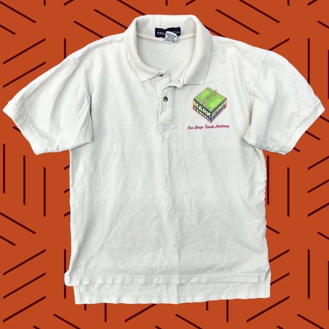 Fruit Of The Loom VINTAGE Fruit of the Loom Tennis Polo Shirt M USA White Mens 90s Size US M / EU 48-50 / 2 - 1 Thumbnail