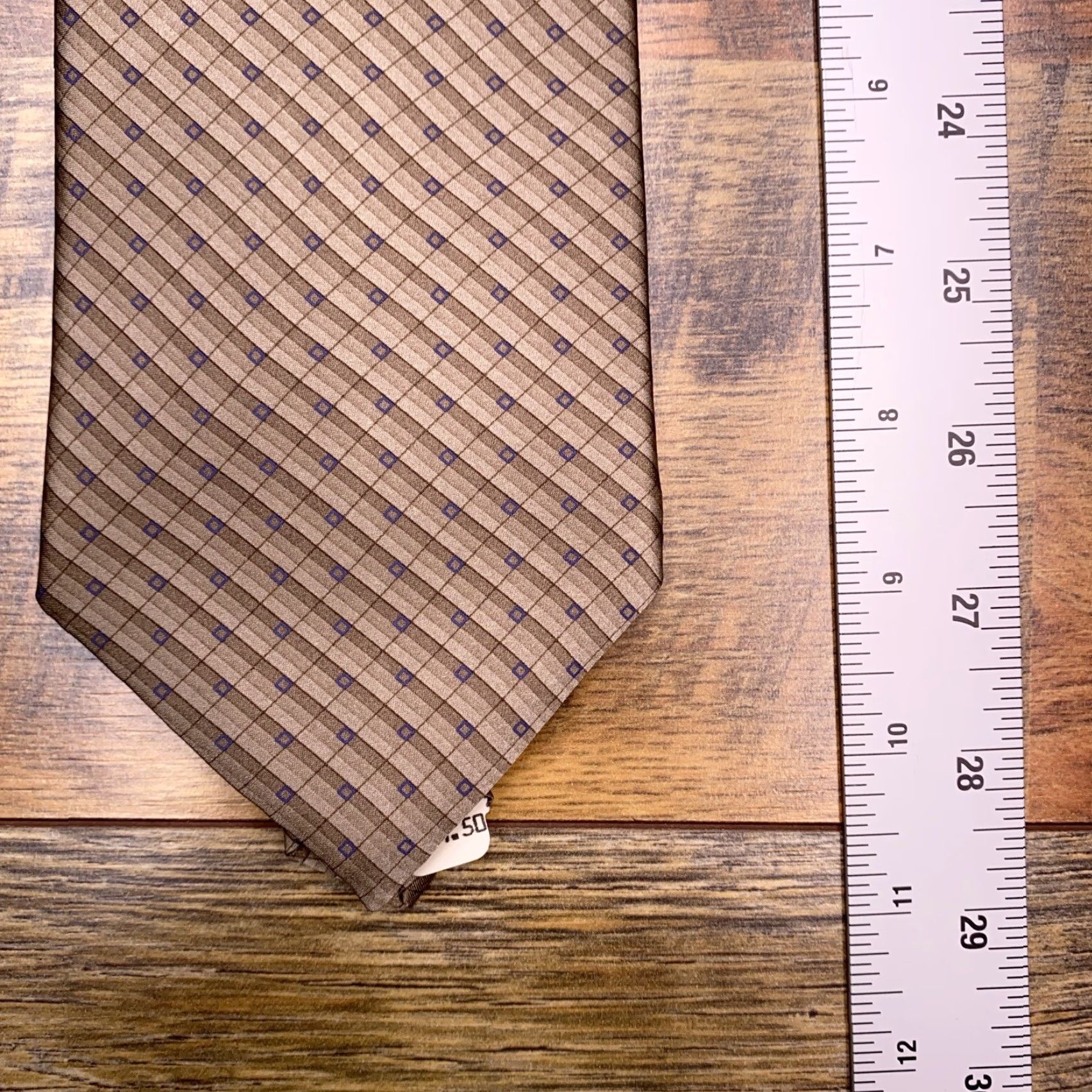 Jones New York Jones New York Silk Tie Gray Brown Geometric Woven 57"-60" Classic Pointed Wedding Men Tie Size ONE SIZE - 6 Thumbnail