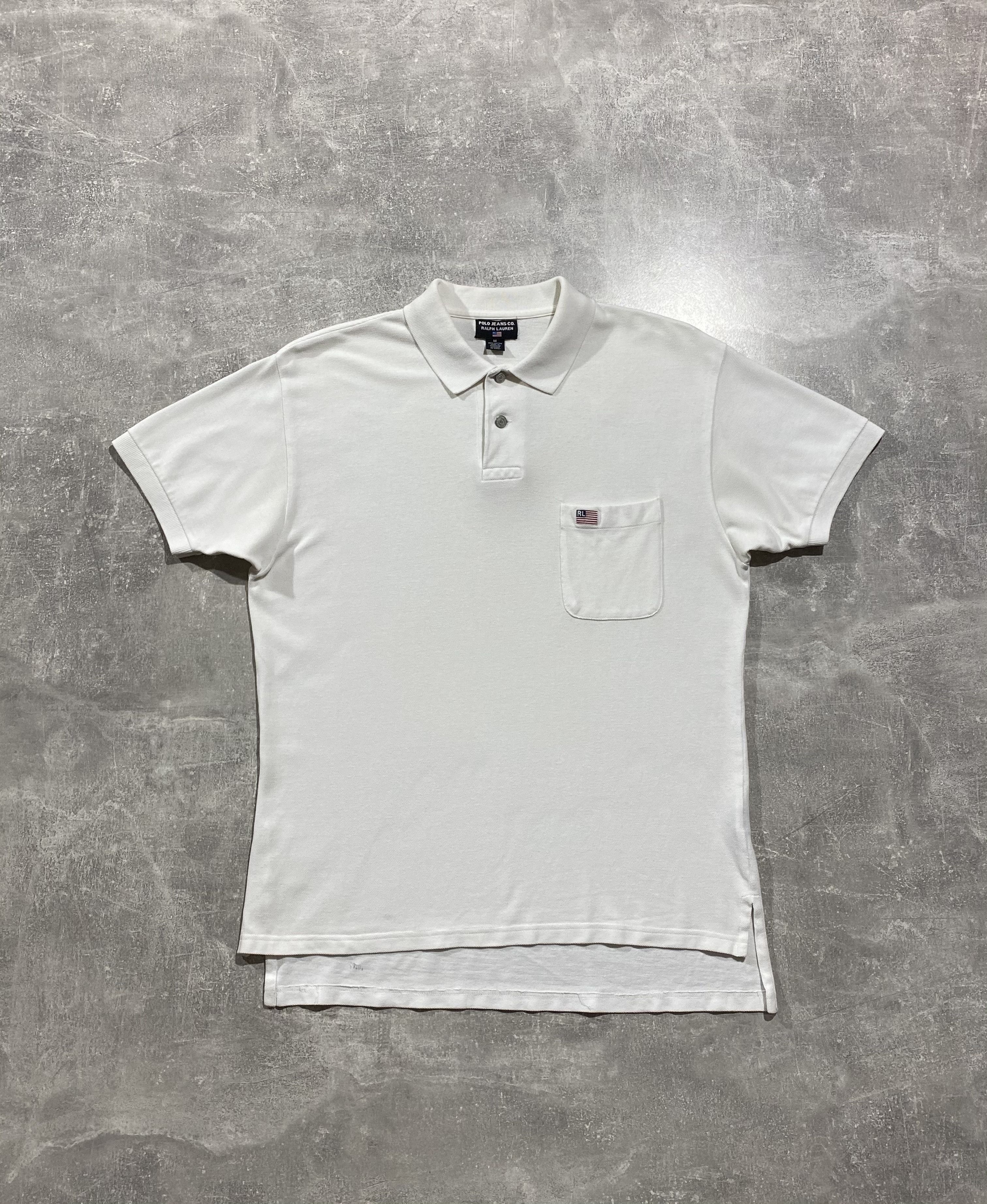 Pre-owned Polo Ralph Lauren X Vintage Polo Ralph Laurent Pocket Logo Polo Tee In White