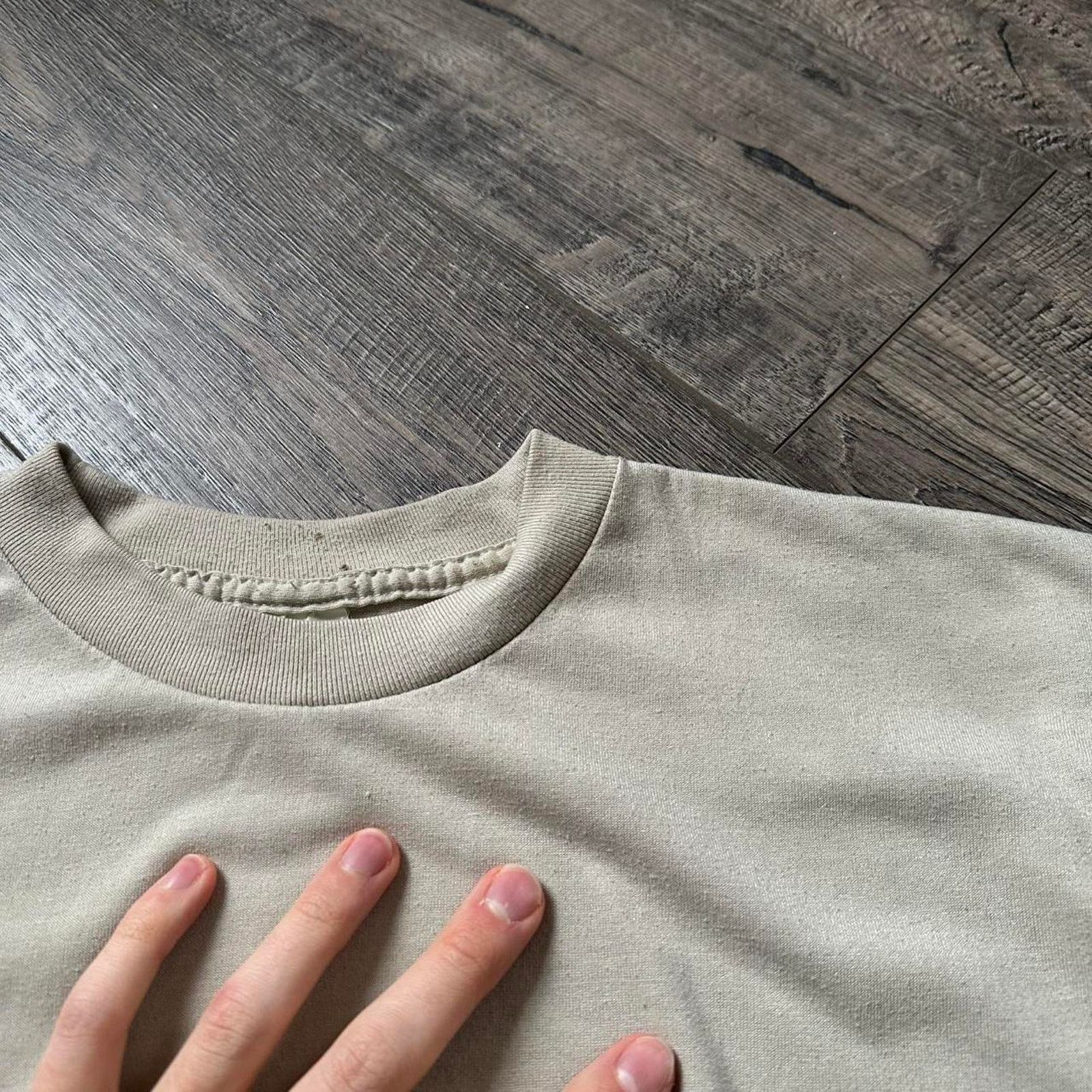 Vintage Perfect Vintage 90s Military Blank Tan Cream Basic Tee Shirt Size US M / EU 48-50 / 2 - 6 Thumbnail