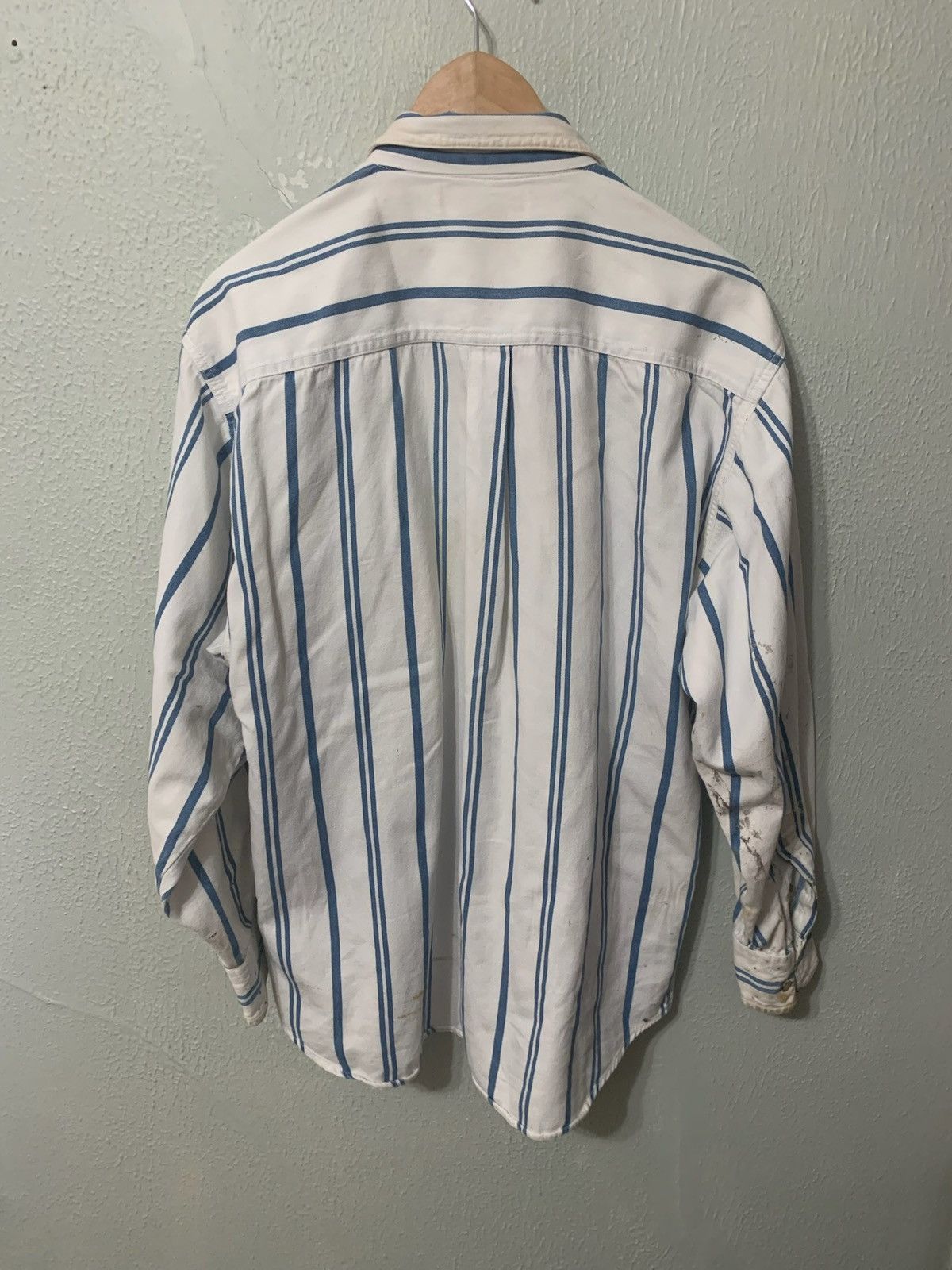 Vintage Vintage 1990s True Identity Blue Stripe Overshirt Size US XL / EU 56 / 4 - 1 Thumbnail