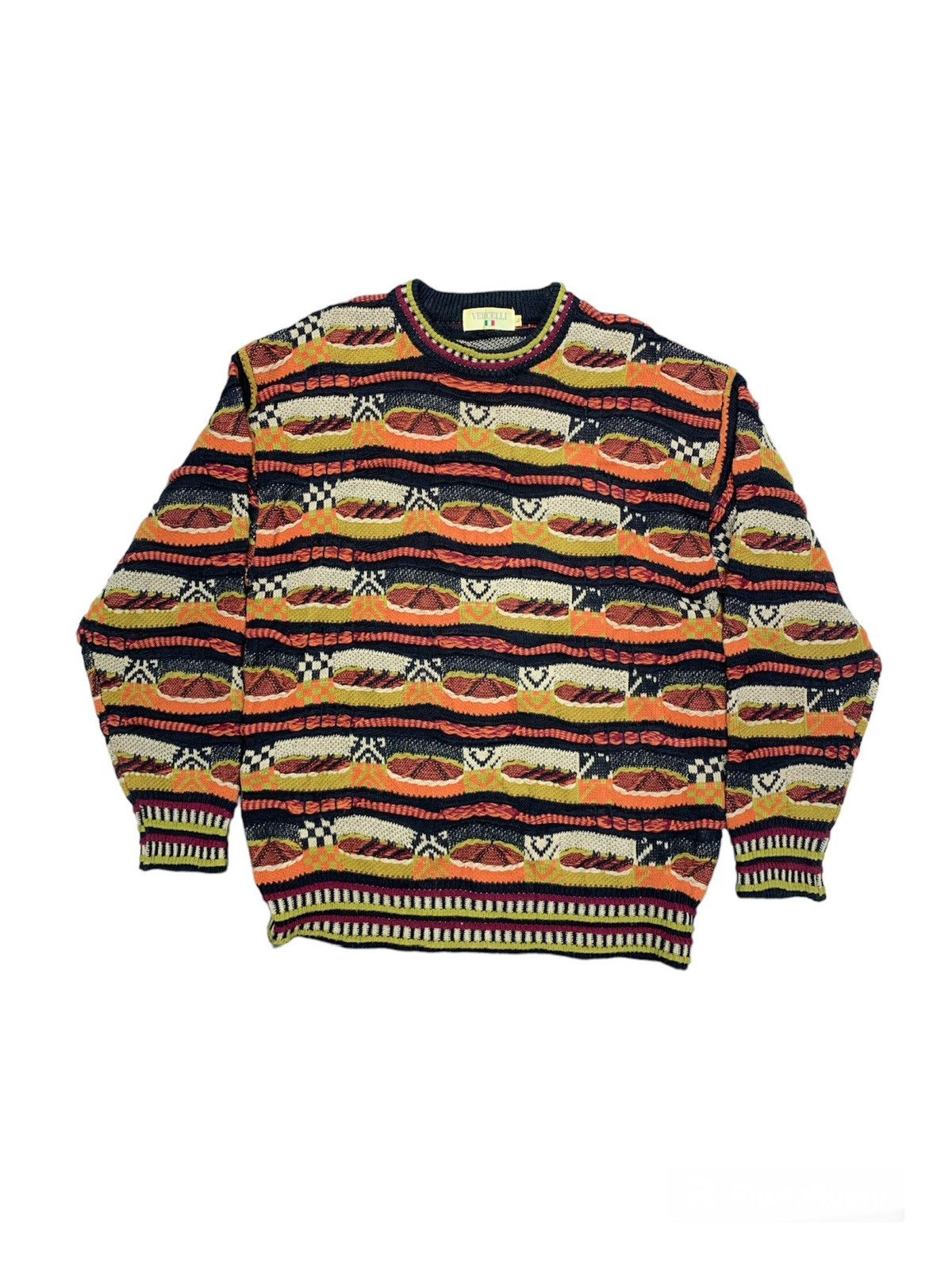 Japanese Brand Vintage 90s Vercelli 3D knitwear Sweater Coogi Style Size US L / EU 52-54 / 3 - 1 Thumbnail
