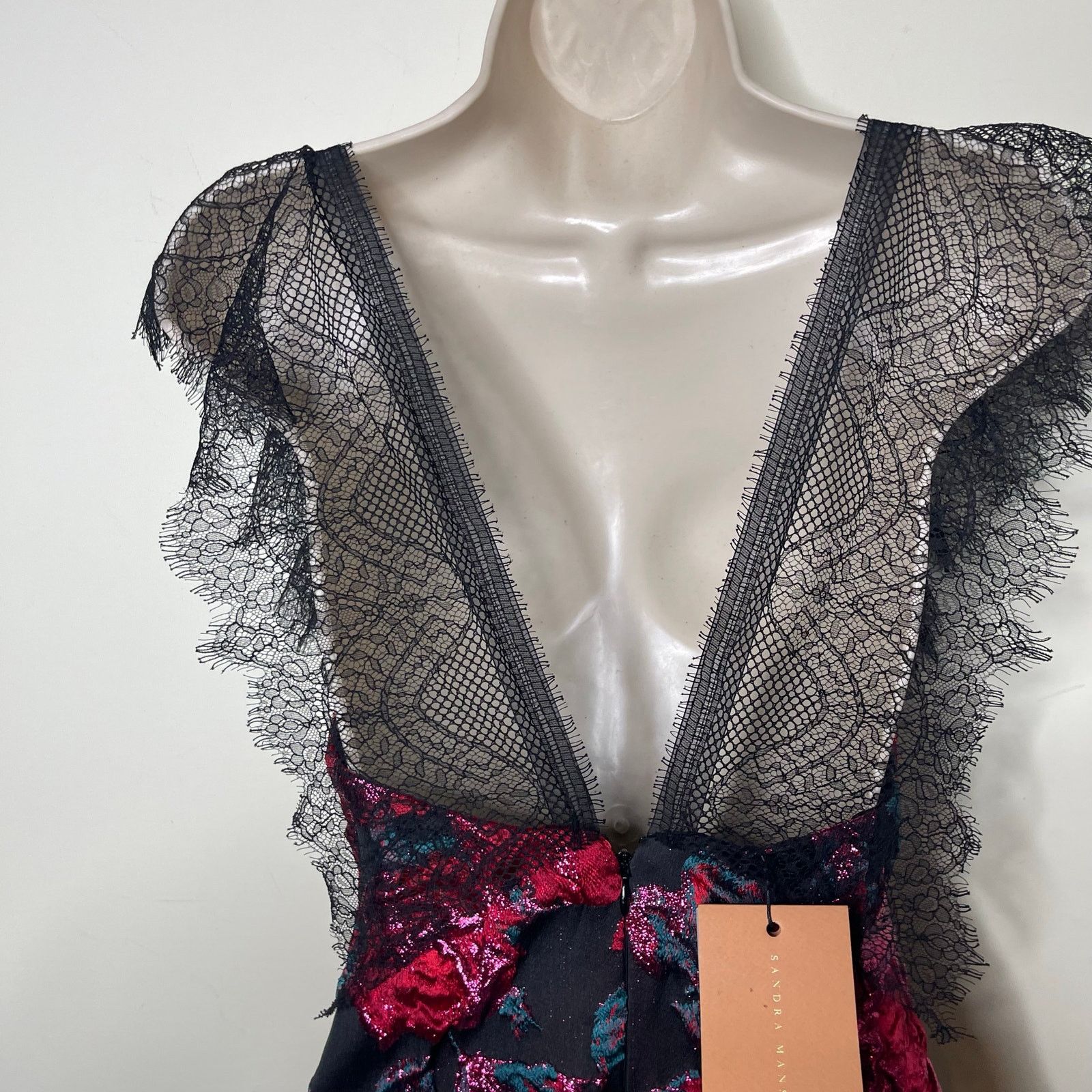 Other NWT Sandra Mansour jacquard pink roses mini black dress Size XS / US 0-2 / IT 36-38 - 7 Thumbnail