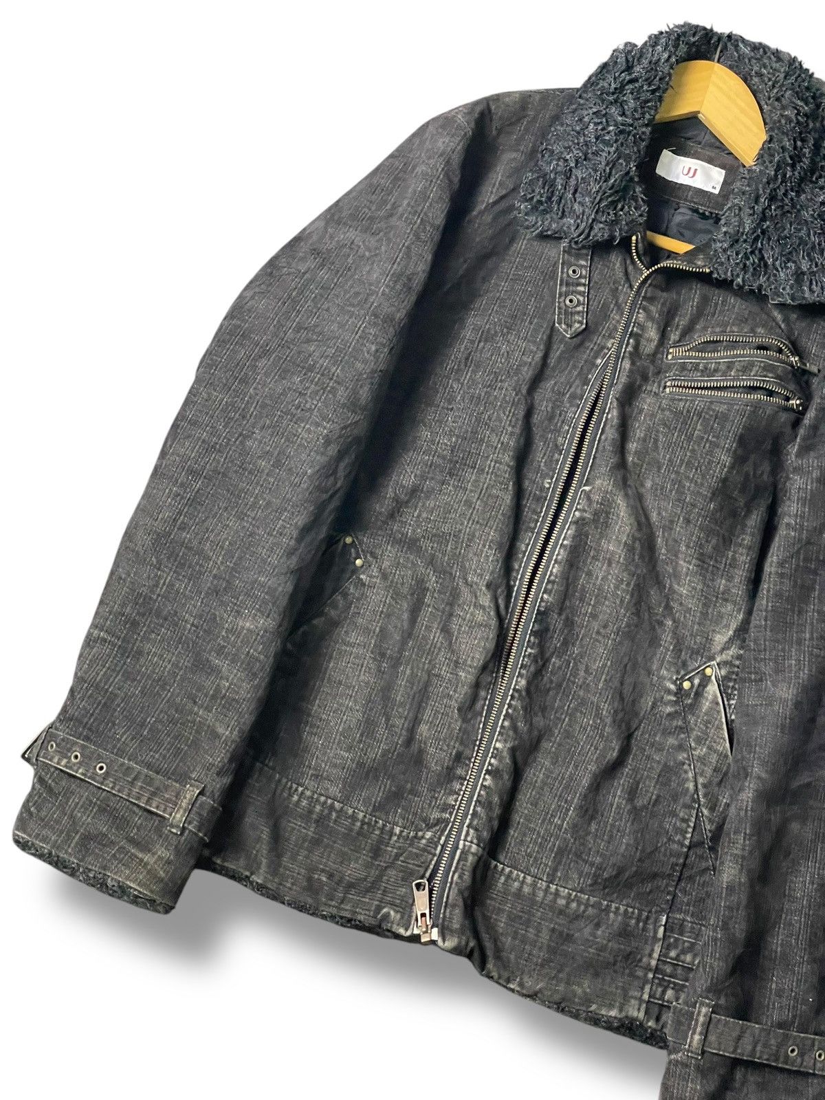 Japanese Brand × Vintage UJ Japanese Brand Fur Collared Denim Jacket (100) Size US M / EU 48-50 / 2 - 3 Thumbnail