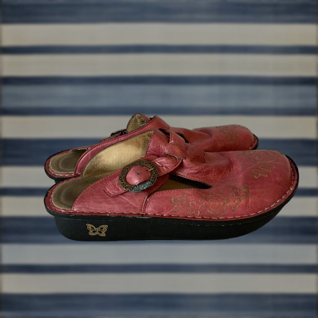 Vintage Alegria Pink Slide Sandals Women’s Size 40 ALG-535 Floral Buckle Leather Clog Size US 10 / IT 40 - 1 Thumbnail