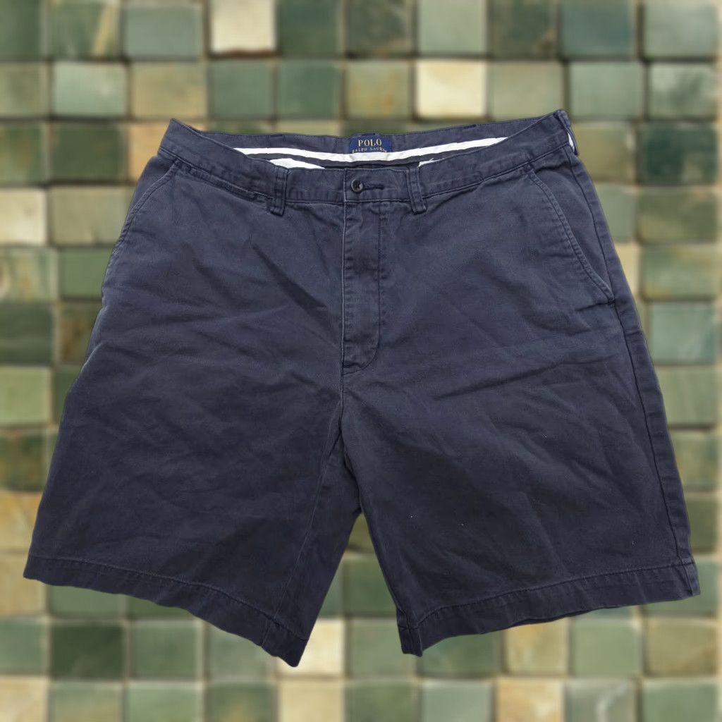 Polo Ralph Lauren Polo Ralph Lauren Shorts Mens 36 Blue Cotton Twill Flat Front Pockets Logo Chino Casual Preppy American Mens Size US M / EU 48-50 / 2 - 1 Thumbnail
