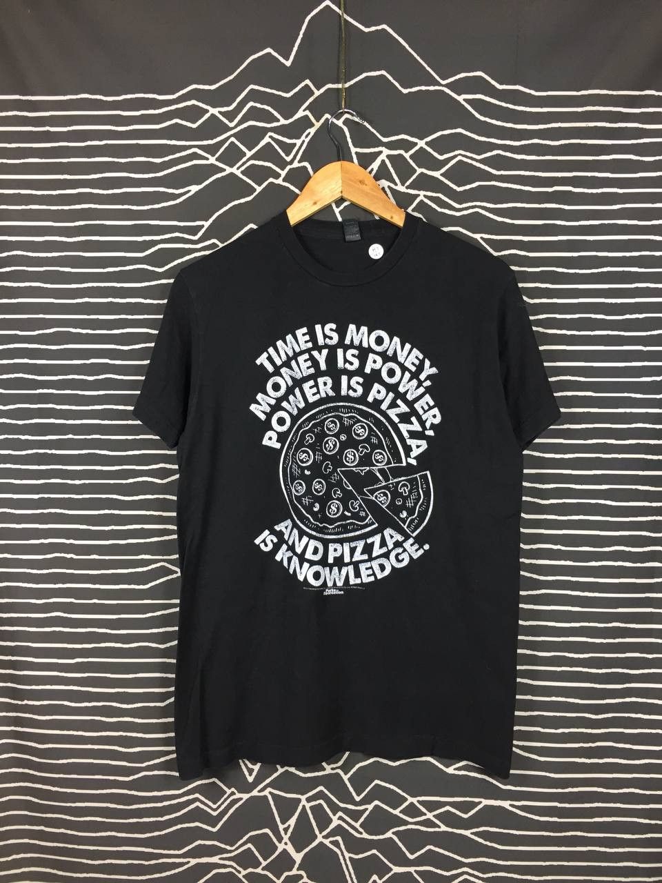 Vintage Parks & Recreation Power Is Pizza Wording Humor Graphic Tee Size US M / EU 48-50 / 2 - 1 Thumbnail