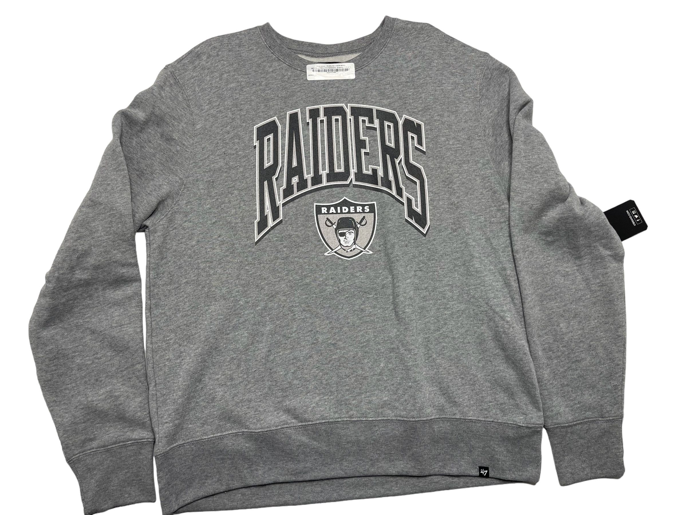 image of Las Vegas Raiders Crewneck in Grey, Men's (Size XL)