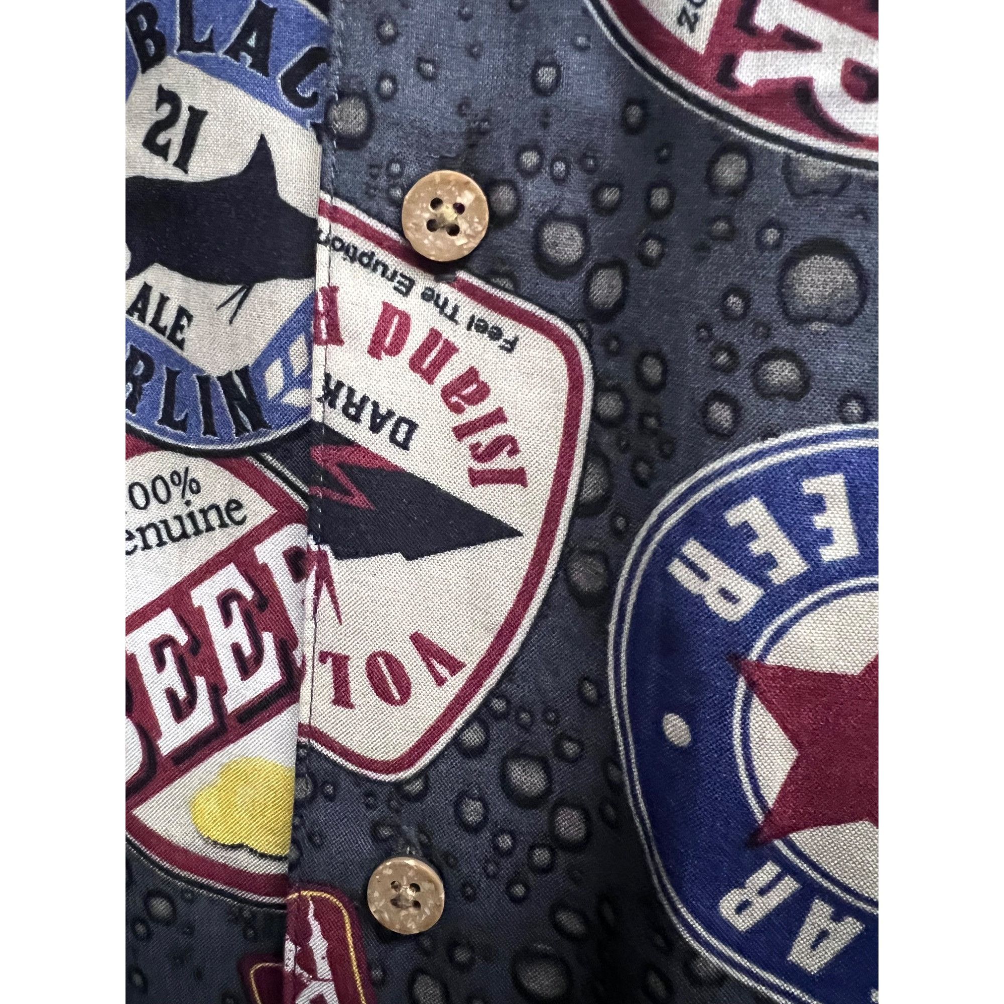 Vintage George Mens Vintage Retro Beer Blue Button Up Camp Shirt 3XL Size US XXL / EU 58 / 5 - 7 Thumbnail