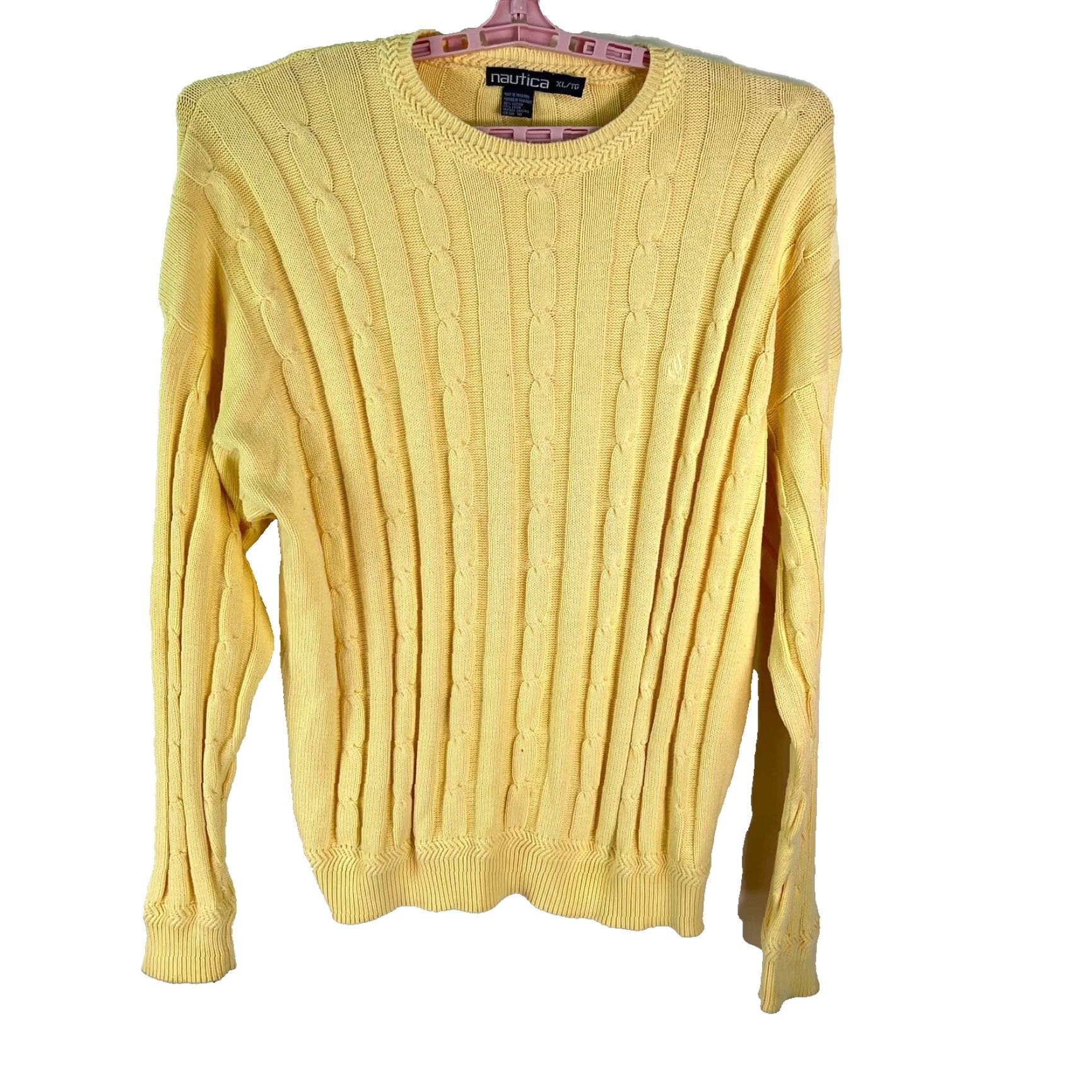 Nautica Nautica Cable Knit Long Sleeve Yellow Pullover Sweater Mens 100% Cotton XL Size Crew Neck Casual Winter Size US XL / EU 56 / 4 - 2 Thumbnail