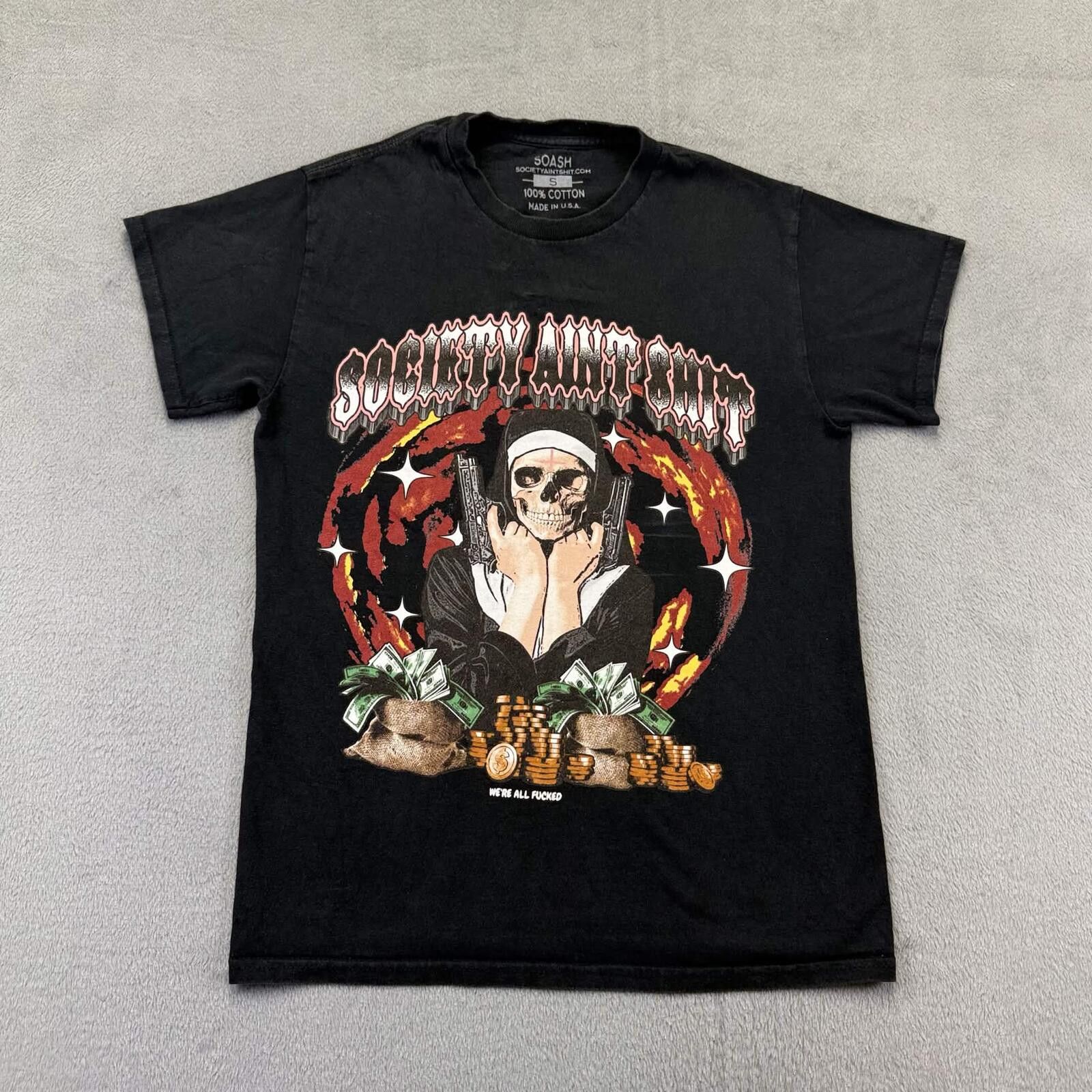 SOSHIOTSUKI SOASH Sociaty Ain't Shit Black Skeleton Nun Graphic Tee Size S / US 4 / IT 40 - 6 Thumbnail