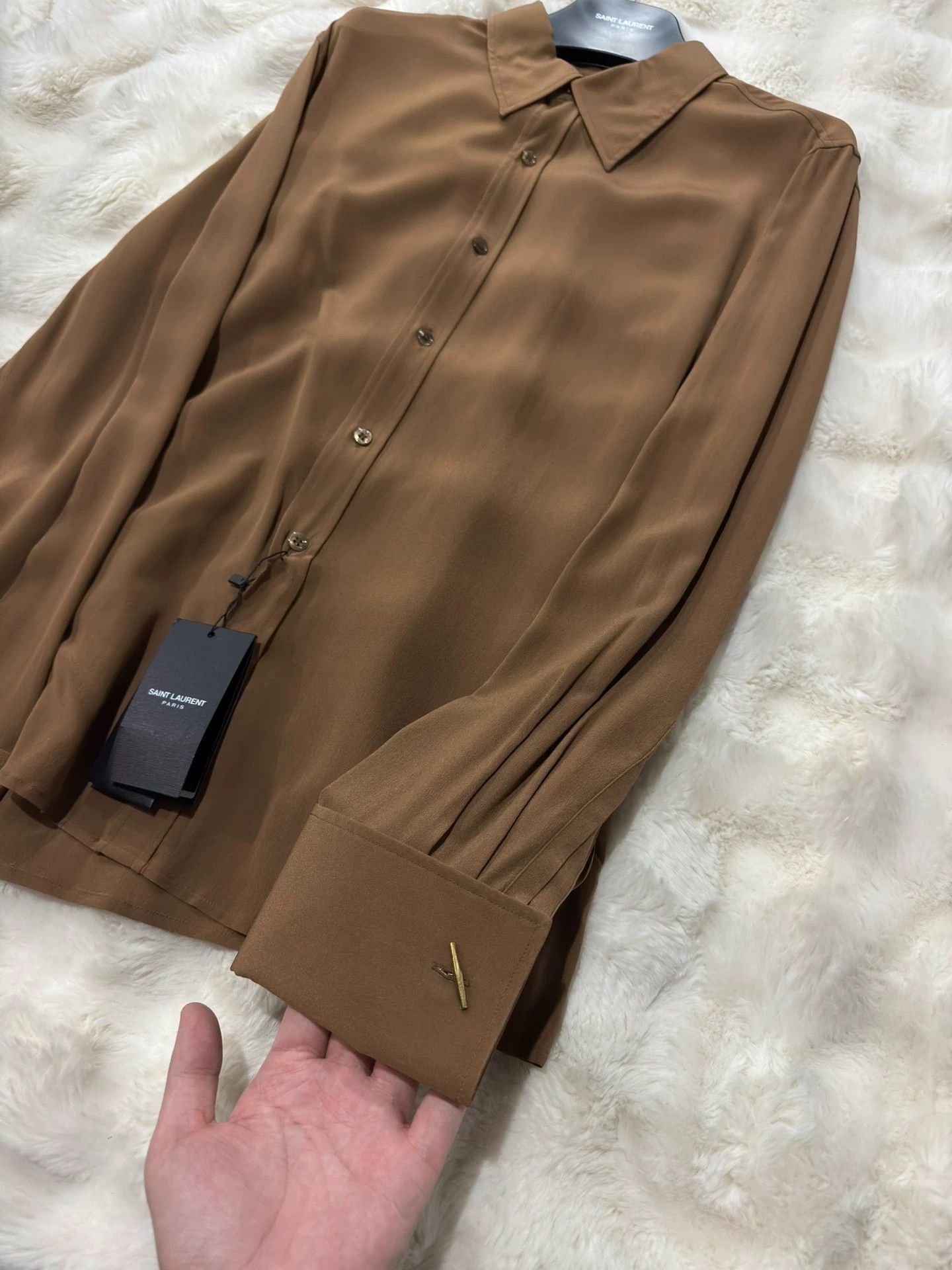 Saint Laurent Paris Saint Laurent's new show caramel shirt Size US M / EU 48-50 / 2 - 2 Thumbnail