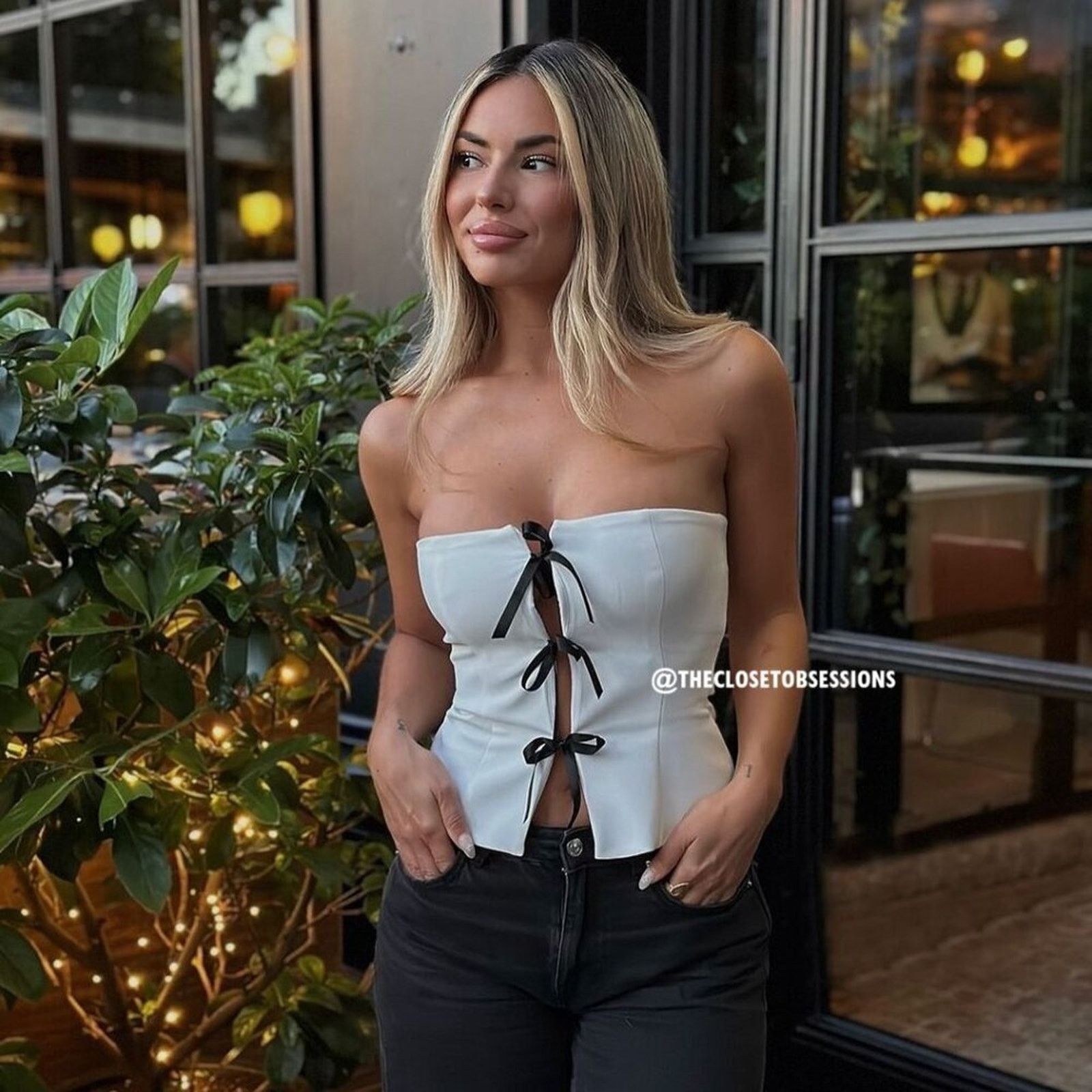 Zara ZARA BLOGGER FAVE!!! Corset-Style Top with Contrast Ties Size L / US 10 / IT 46 - 3 Thumbnail