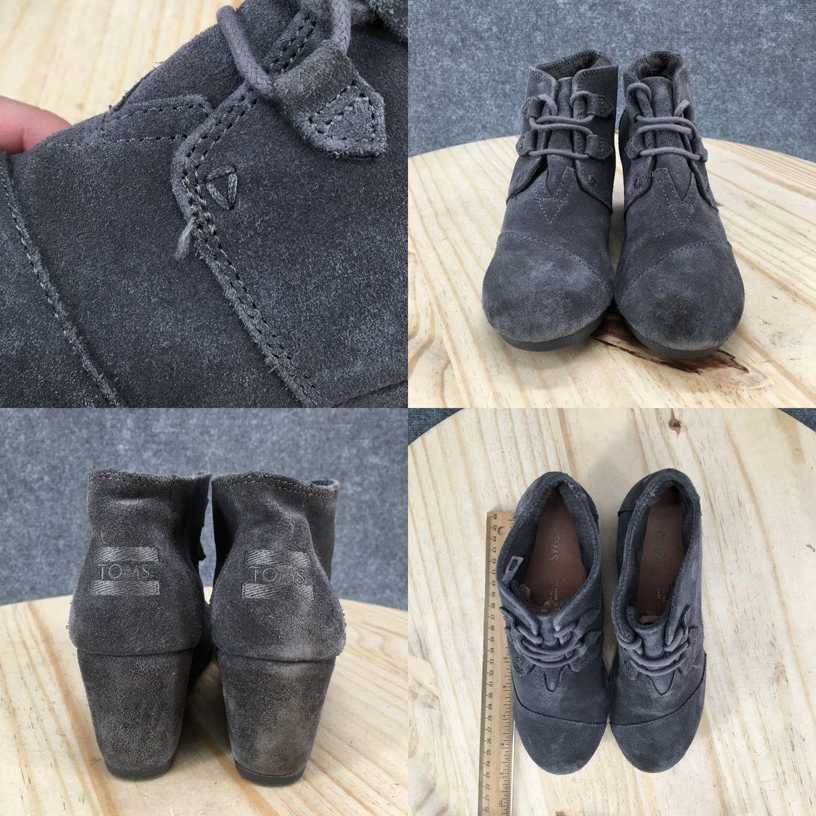 Toms TOMS Boots Womens 7 Kala Desert Gray Lace Up Casual Comfort Wedge Heels Boots Size US 7 / IT 37 - 8 Thumbnail