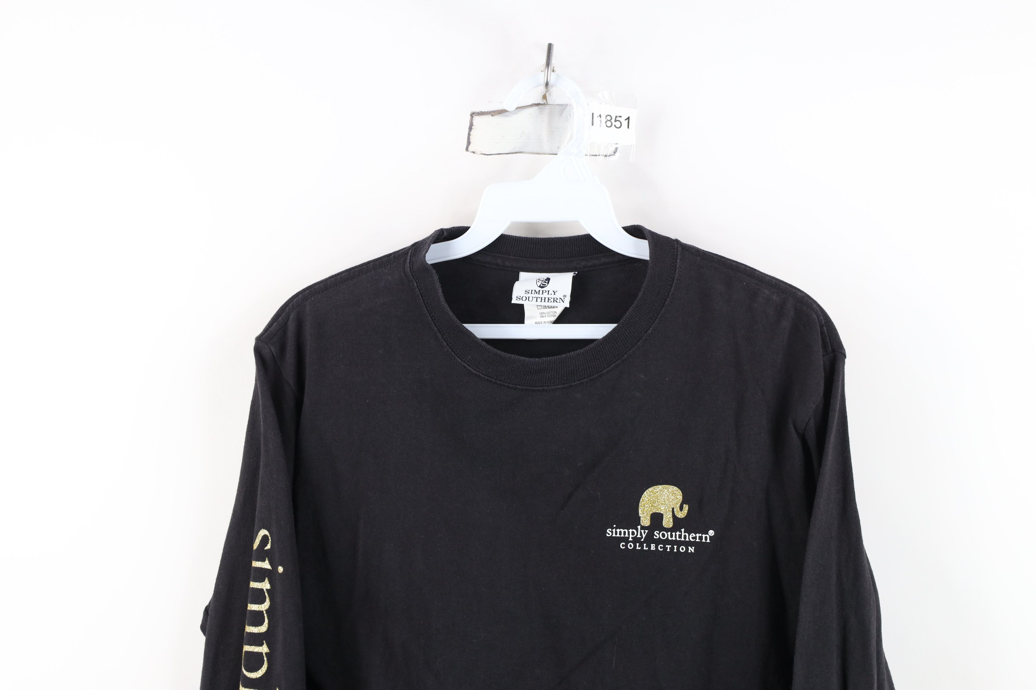 Vintage Simply Southern Collection Elephant Long Sleeve T-Shirt Size S / US 4 / IT 40 - 2 Thumbnail
