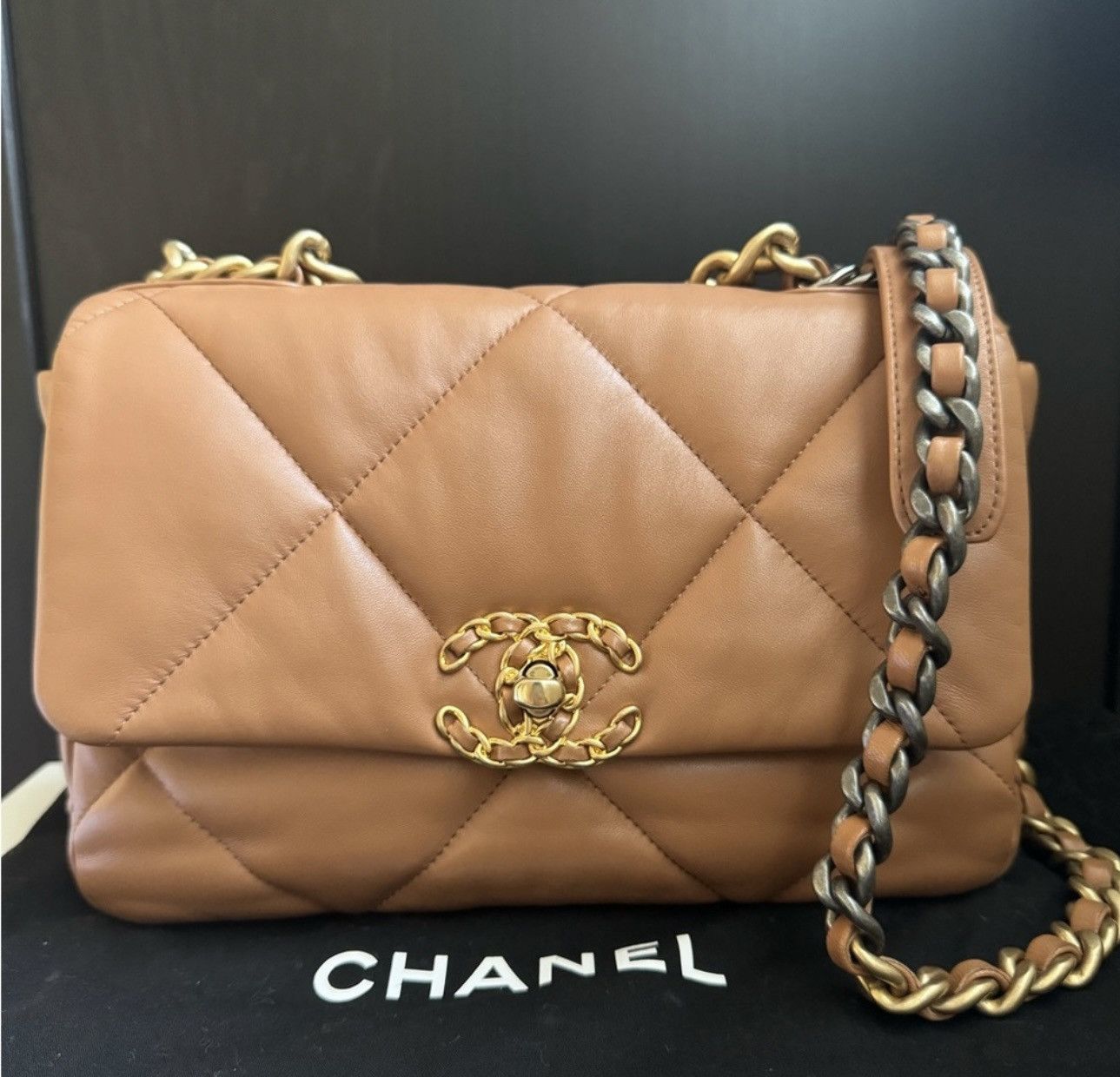 Chanel chanel 19 flap bag small Rare Caramel Retail $7,200 Size ONE SIZE - 1 Thumbnail