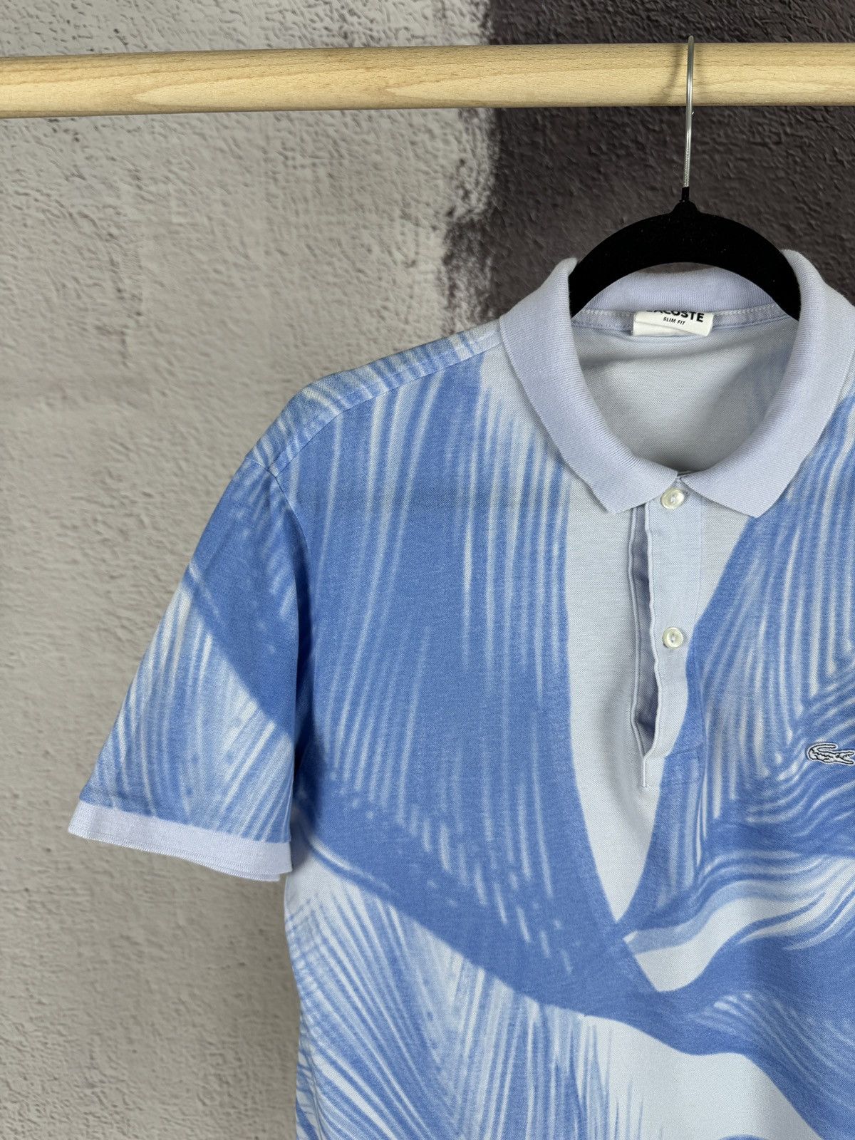 Lacoste Lacoste Pale Lilac Slim Fit Polo Blue Palm Leaf Pattern Size US L / EU 52-54 / 3 - 3 Thumbnail