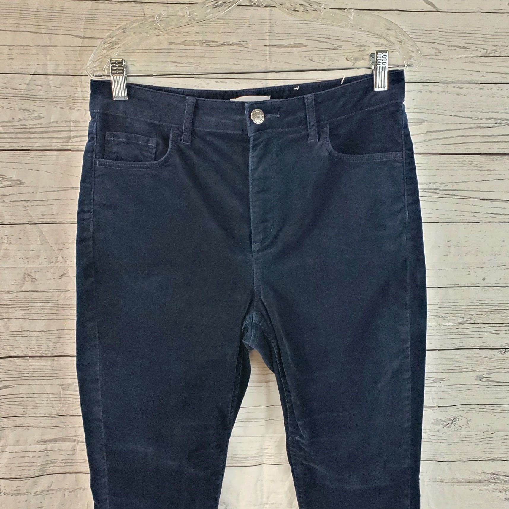 Ann Taylor VINTAGE? No. Ann Taylor LOFT Womens High Rise Velvet Skinny Cropped Pants Sz 10P Blue Size 32" / US 10 / IT 46 - 2 Thumbnail