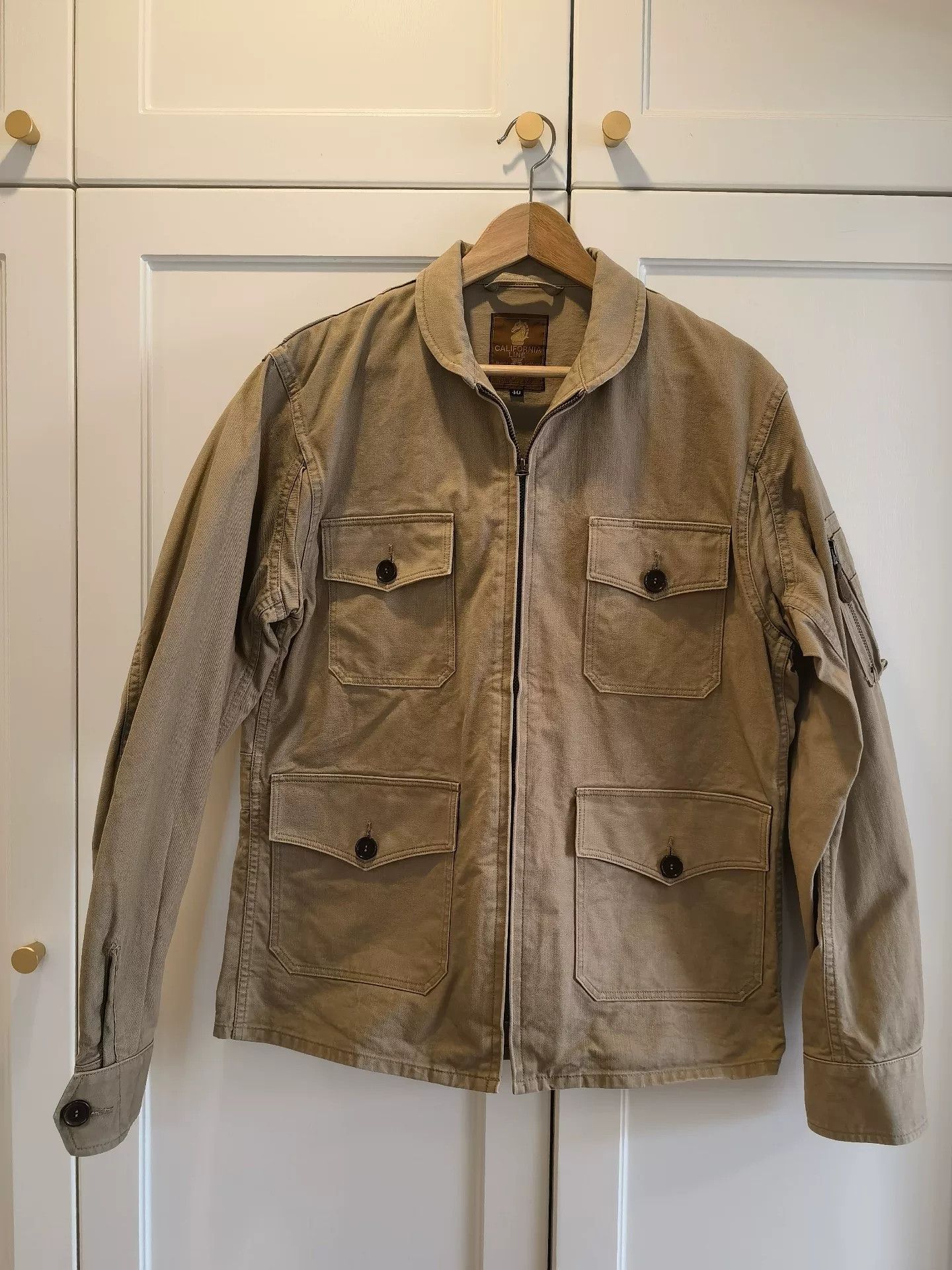 Japanese Brand Summer Jacket M421 in Beige Shade Size US L / EU 52-54 / 3 - 1 Thumbnail