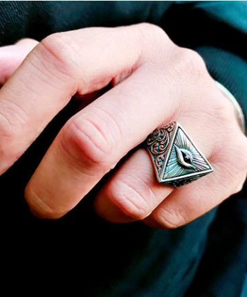 VIBE Chrome All-seeing Eye Silver Ring Vintage Rings🔥🔥🔥 Size ONE SIZE - 4 Thumbnail