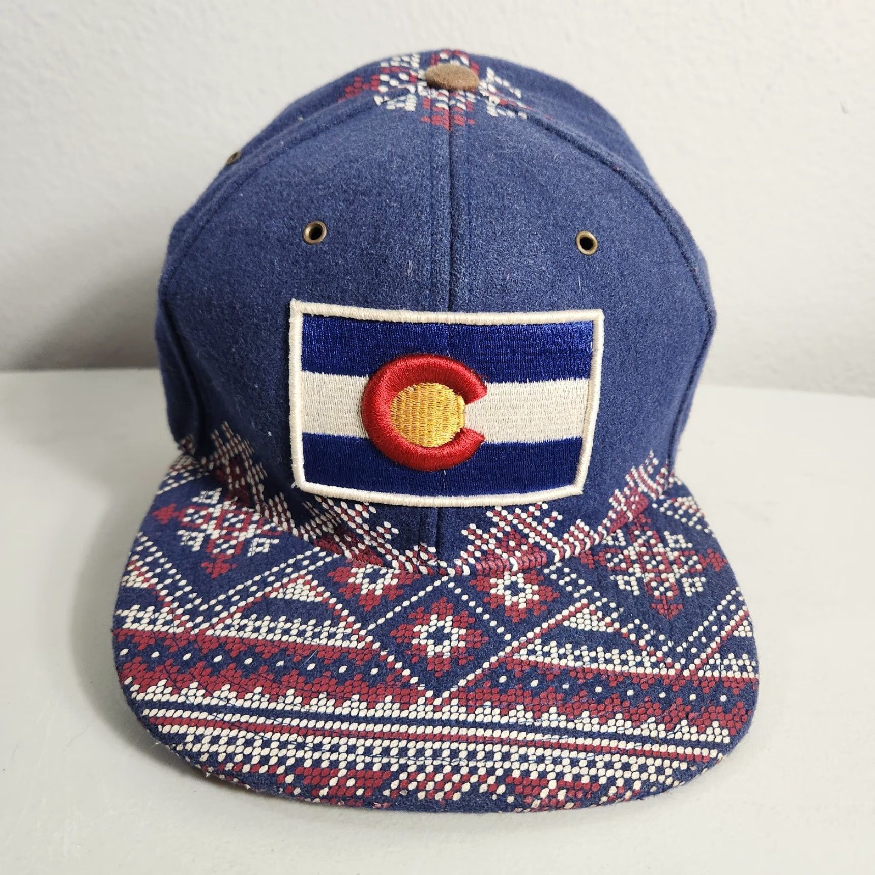 Zephyr Zephyr Colorado Flag Patch Patterned Wool Baseball Snapback Cap Men One Size Blue Wool Felt Adjustable Cap Size ONE SIZE - 2 Thumbnail