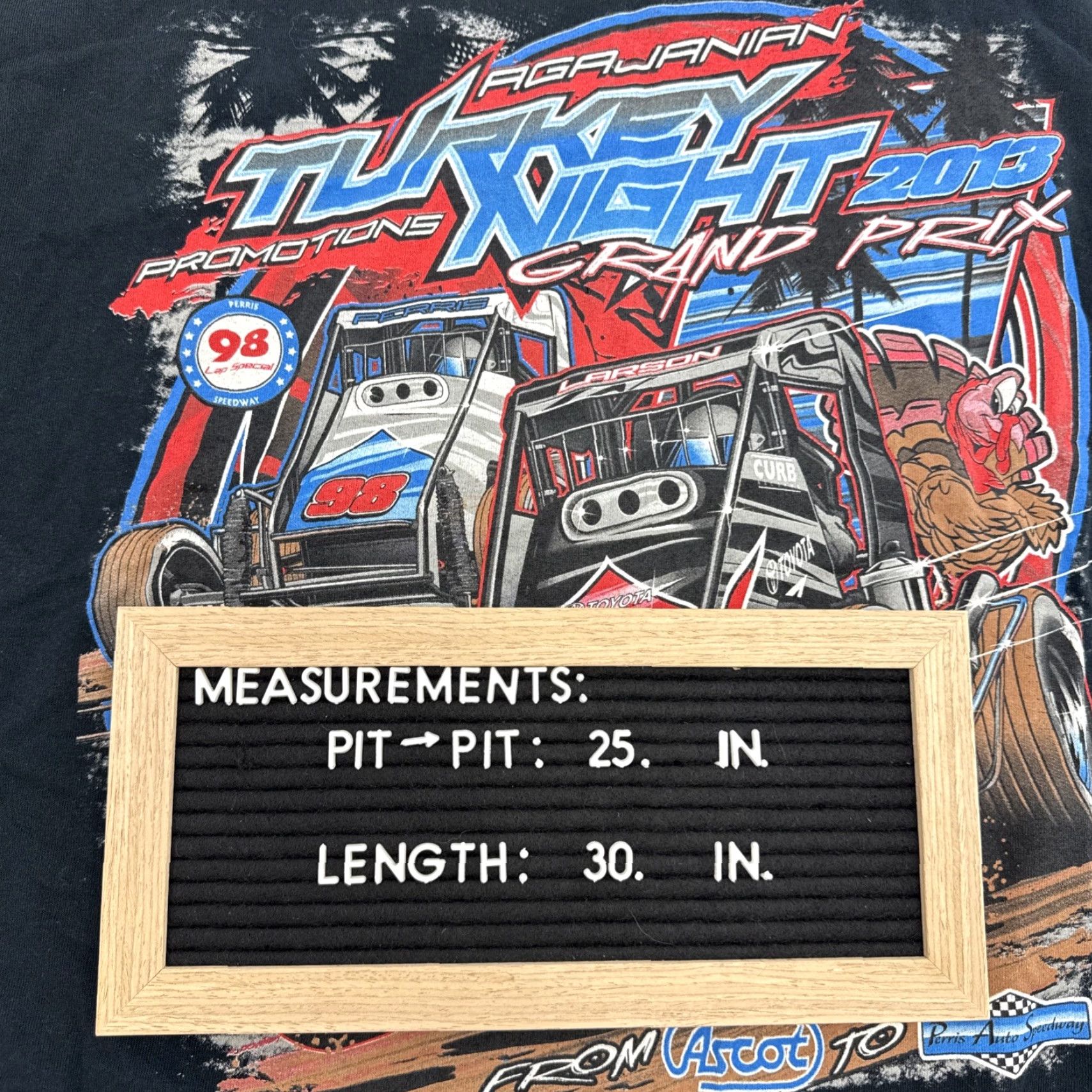 Vintage VINTAGE Fruit Shirt Men 2XL Black Grand Prix 2013 73rd 98 Lap Perris Auto Speed Night Turkey Racing -Perris Auto Speed Mens Size US XXL / EU 58 / 5 - 2 Thumbnail