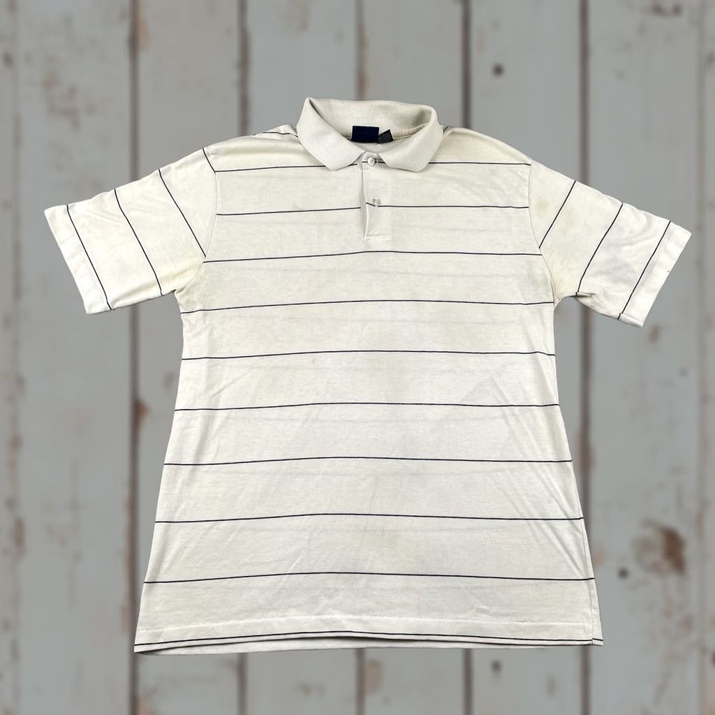 Vintage VINTAGE Mervyns Polo Shirt Striped White Men L Size US L / EU 52-54 / 3 - 1 Thumbnail