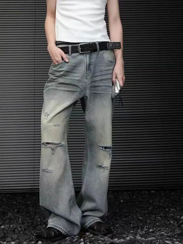 Japanese Brand VIBE vintage washed ripped bootcut baggy jeans Size US 31 - 4 Thumbnail