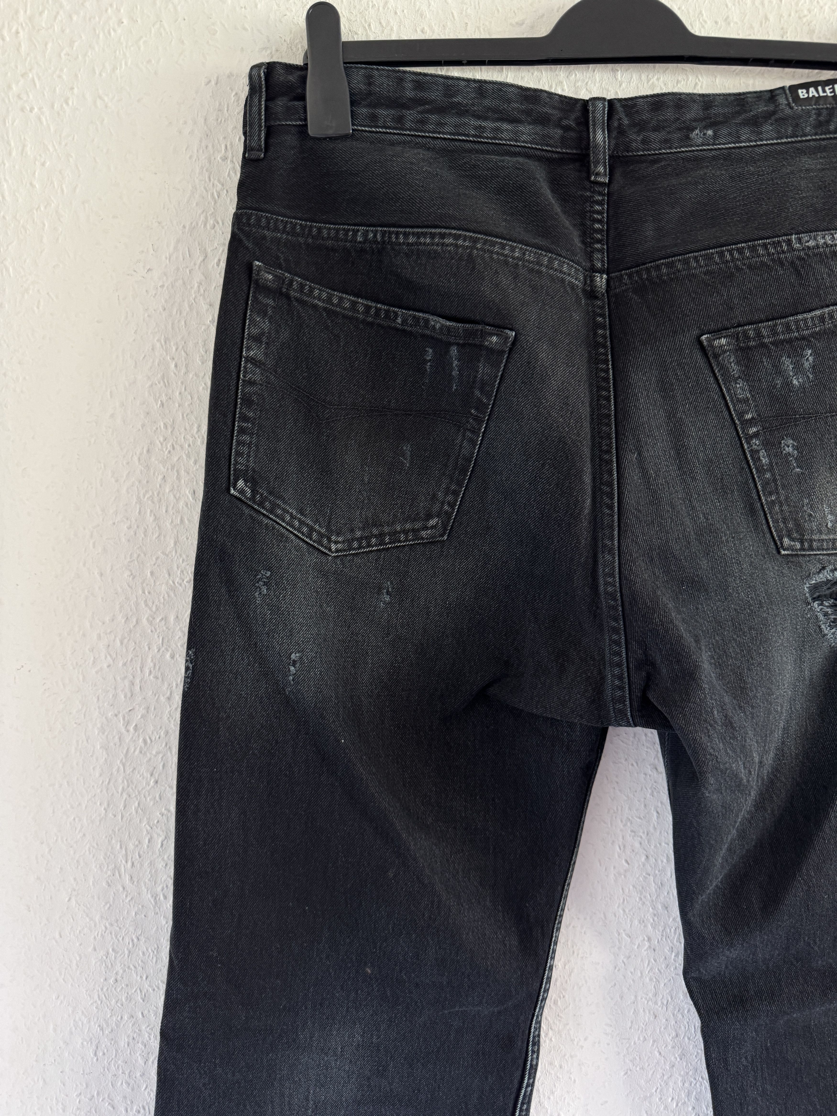 Balenciaga Destroyed Black Denim Jeans Size US 34 / EU 50 - 15 Thumbnail
