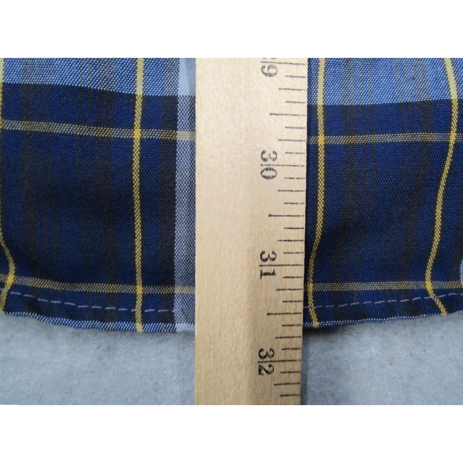 Vintage Flying R Ranchwear Shirt Mens 16 33 Blue Twill Button Up Workwear Rodeo Check Pearl snaps Made in USA